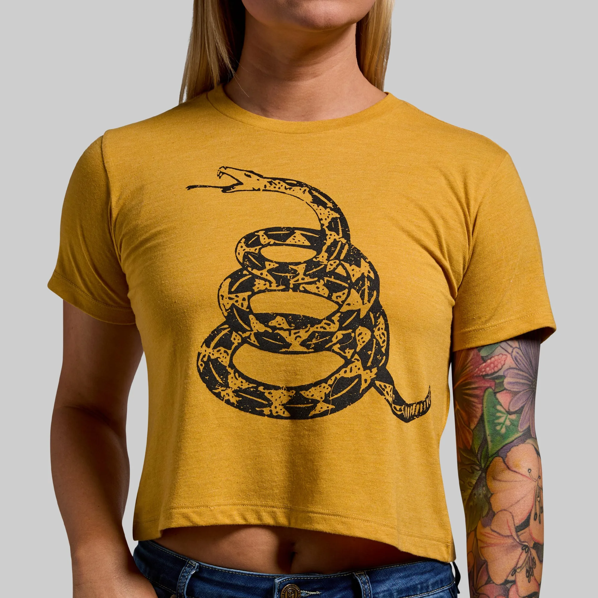 Gadsden Flag Crop Tee (Mustard) sold by Born Primitive product image thumbnail 3