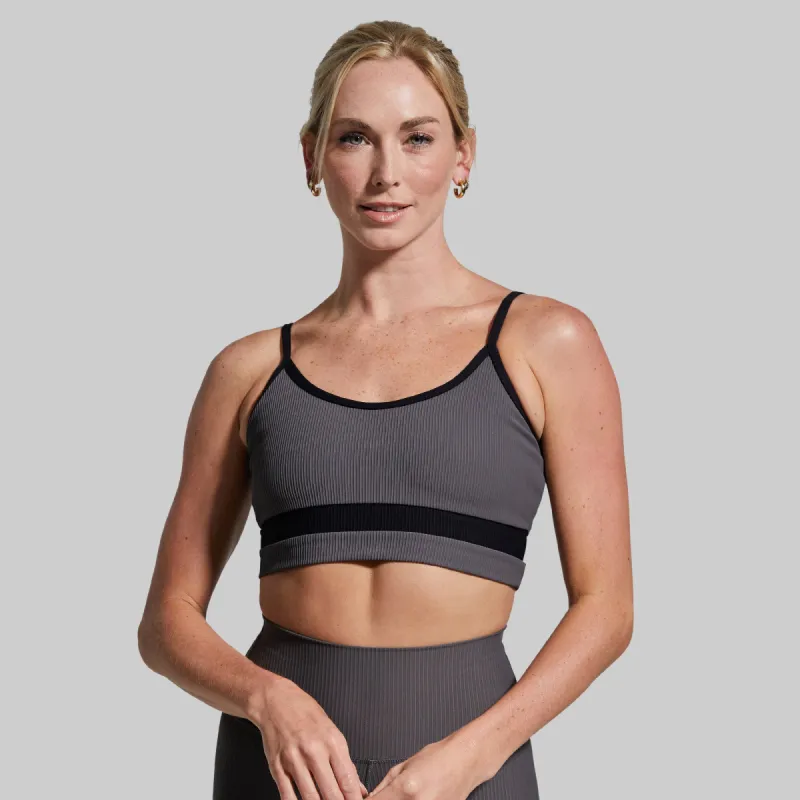 Out of Line Sports Bra (Dark Grey) sold by Born Primitive