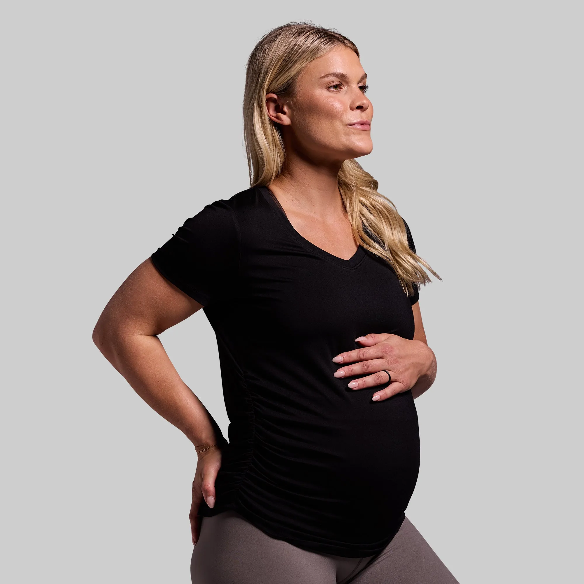 Maternity Athleisure Short Sleeve V-Neck (Black) sold by Born Primitive product image thumbnail 4