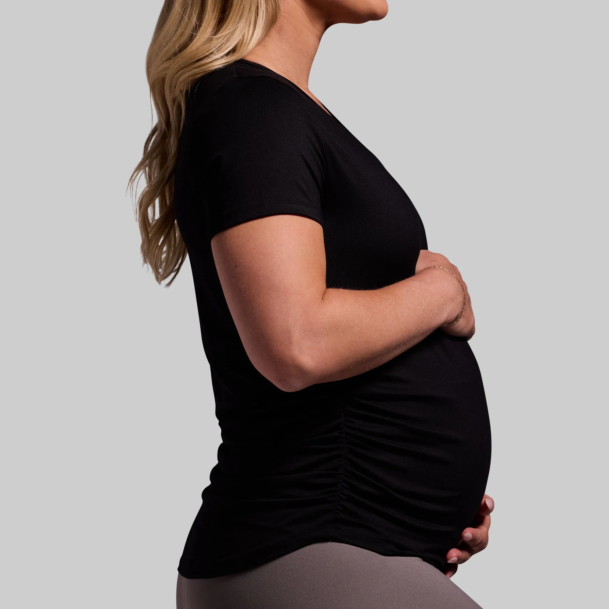 Maternity Athleisure Short Sleeve V-Neck (Black) sold by Born Primitive product image thumbnail 3