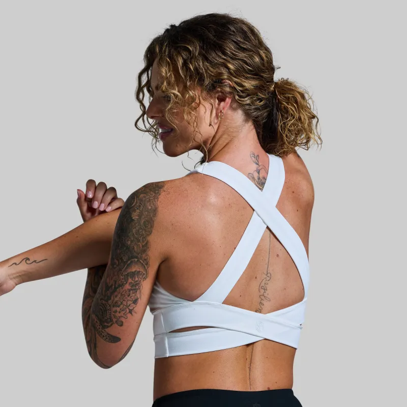 Double Cross Sports Bra (White) sold by Born Primitive