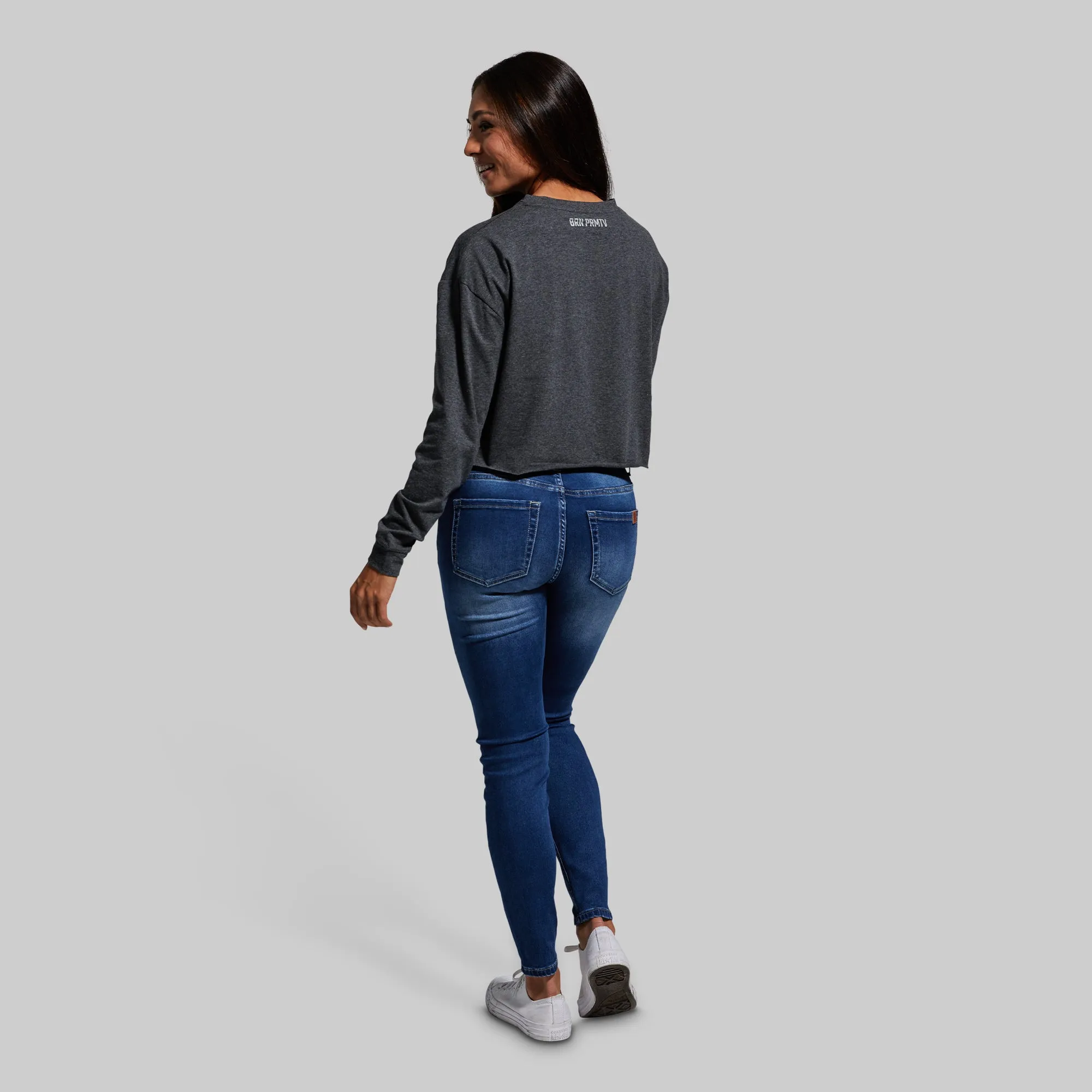 Training Crop Long Sleeve (Dark Heather Grey) sold by Born Primitive product image thumbnail 4