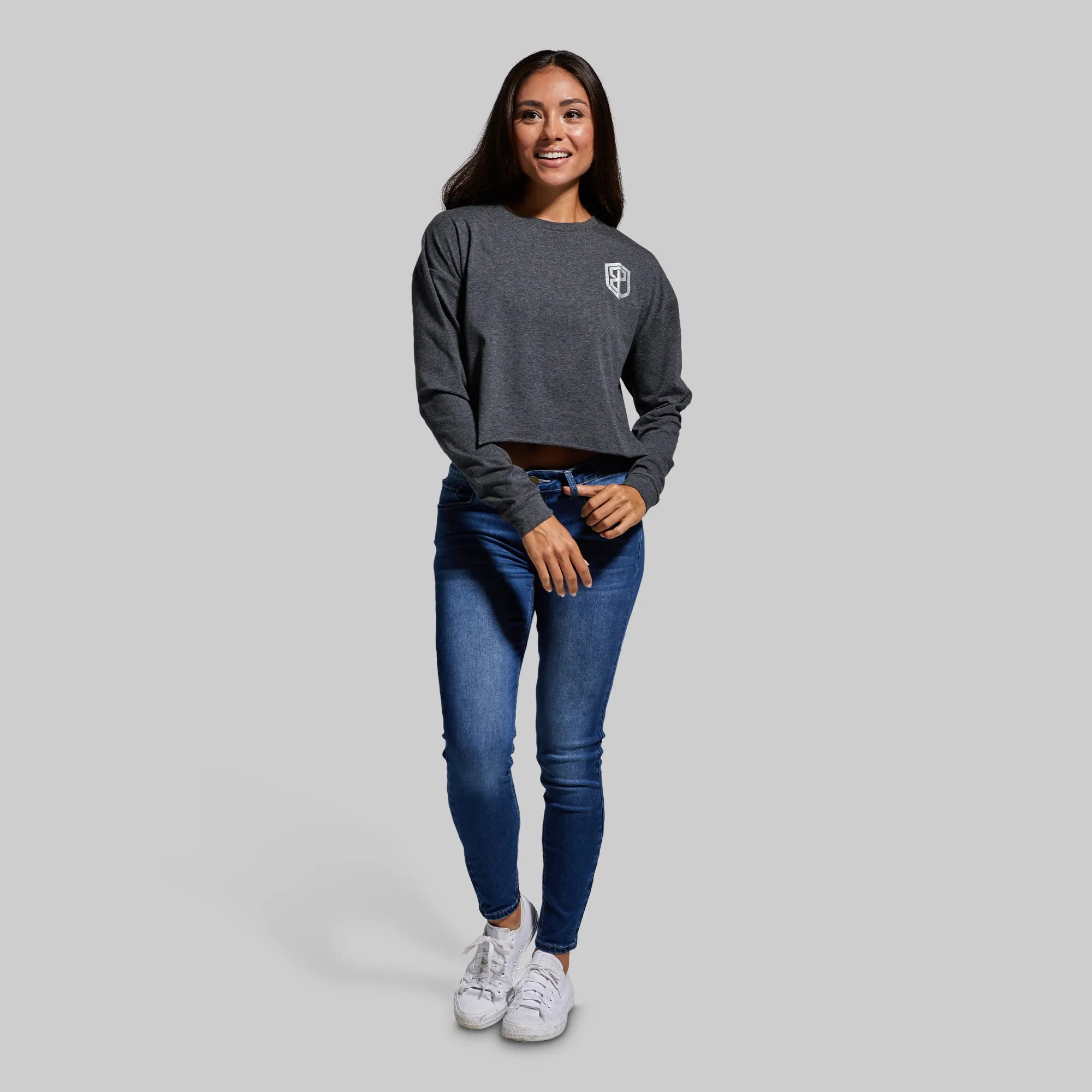 Training Crop Long Sleeve (Dark Heather Grey) sold by Born Primitive product image thumbnail 3