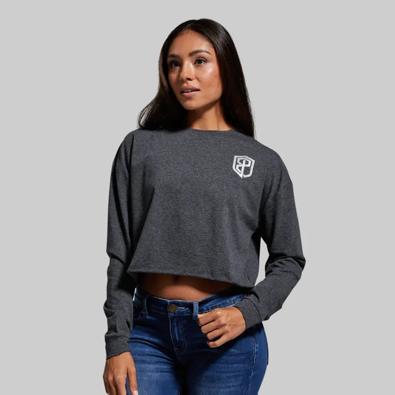 Training Crop Long Sleeve (Dark Heather Grey) sold by Born Primitive