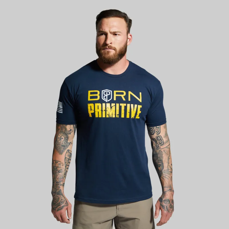 Brand Tee (Midnight Navy/Gold) sold by Born Primitive