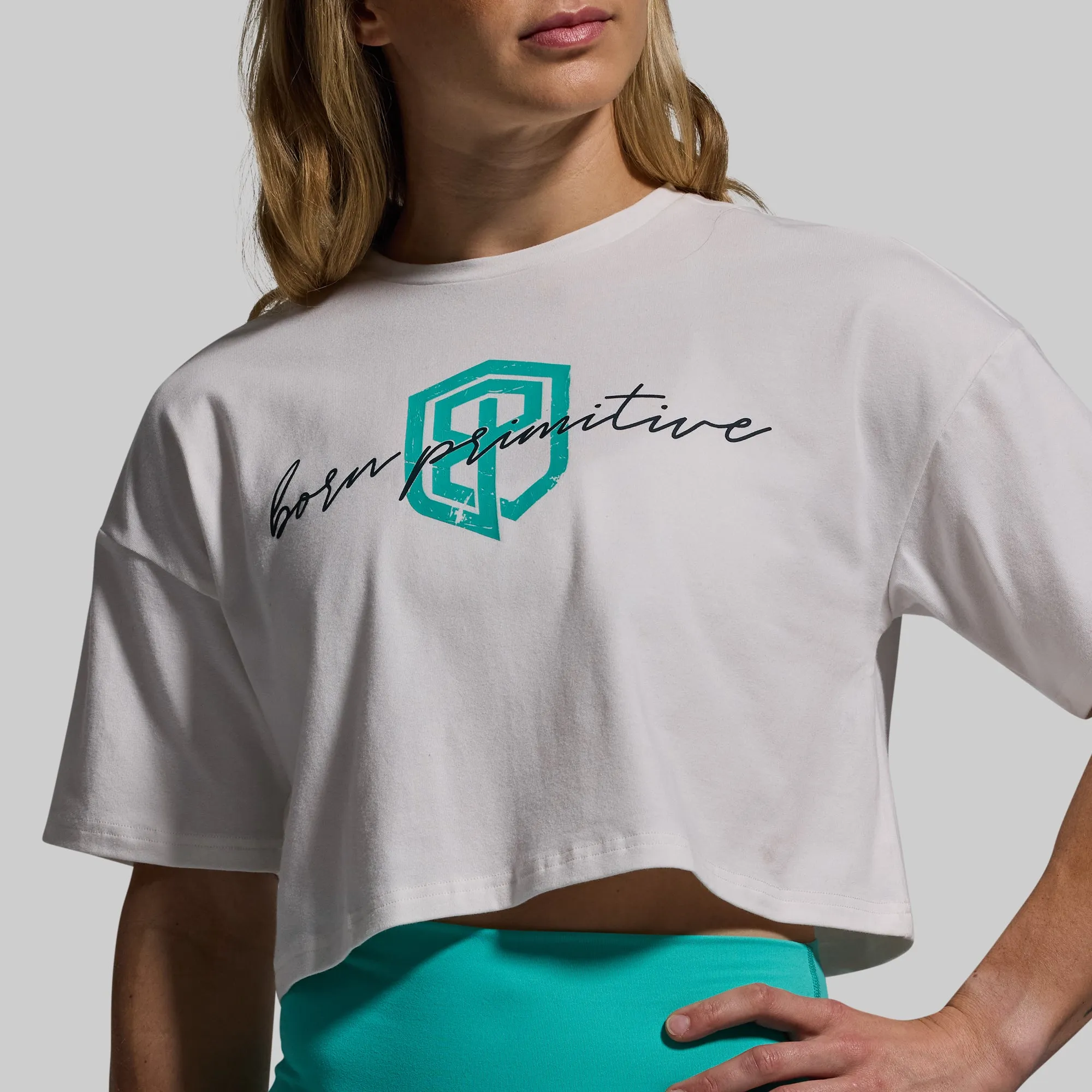 Training Crop Tee 2.0 (White-Script) sold by Born Primitive product image thumbnail 3