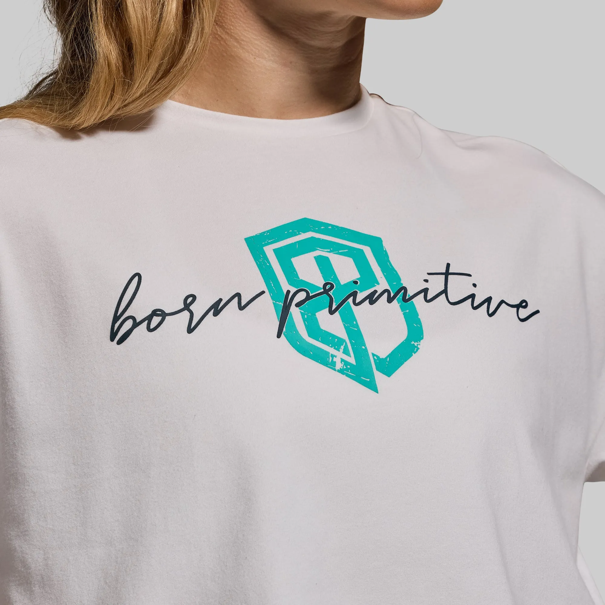 Training Crop Tee 2.0 (White-Script) sold by Born Primitive product image thumbnail 4