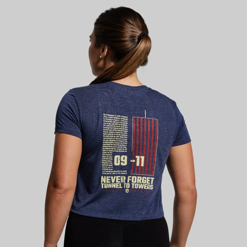20th Anniversary 9/11 Crop Tee (Tunnel to Towers-Navy) sold by Born Primitive