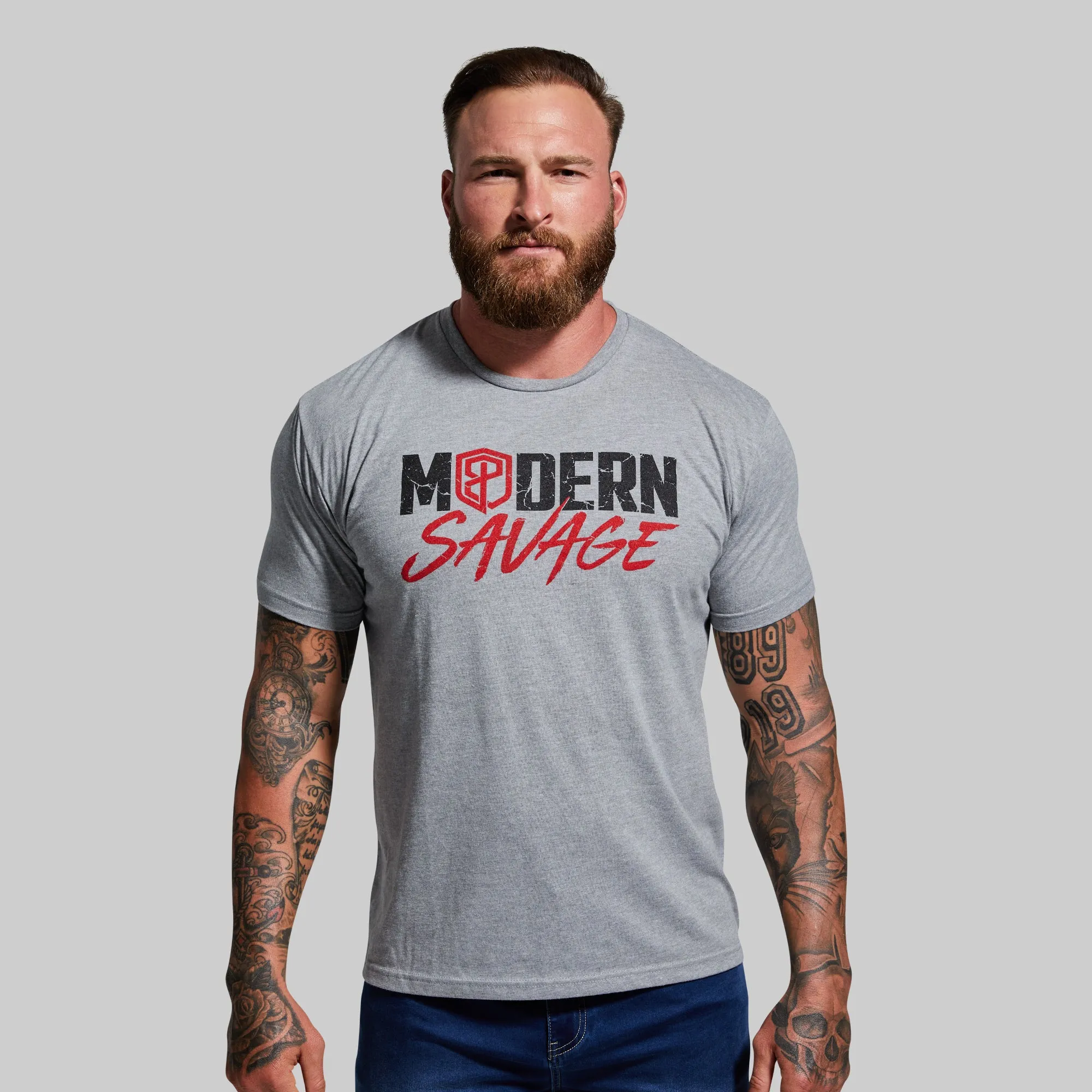 Modern Savage T-Shirt (Dark Heather Grey) sold by Born Primitive