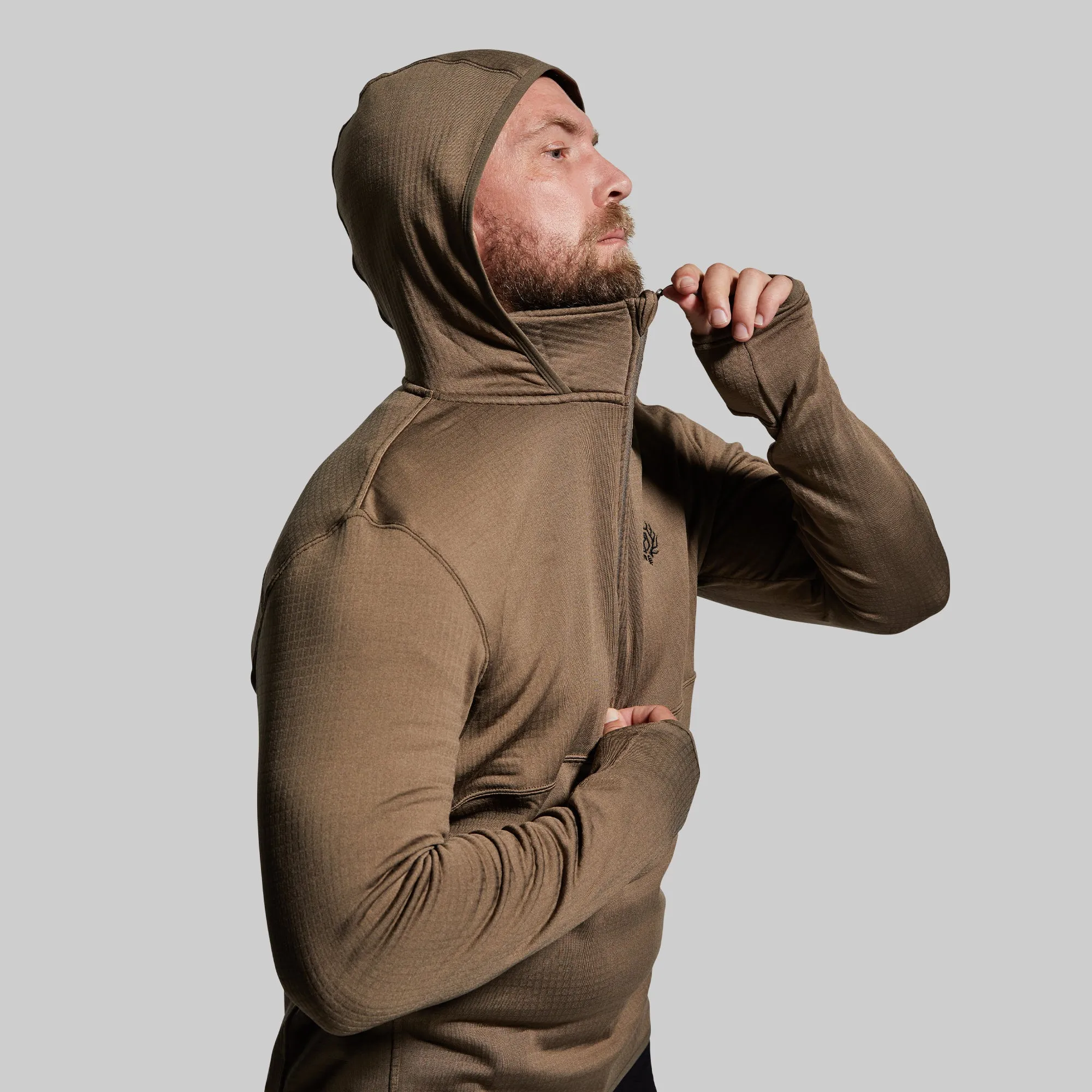 Men's Quiver Half Zip Hoodie (Stone Brown) sold by Born Primitive product image thumbnail 4