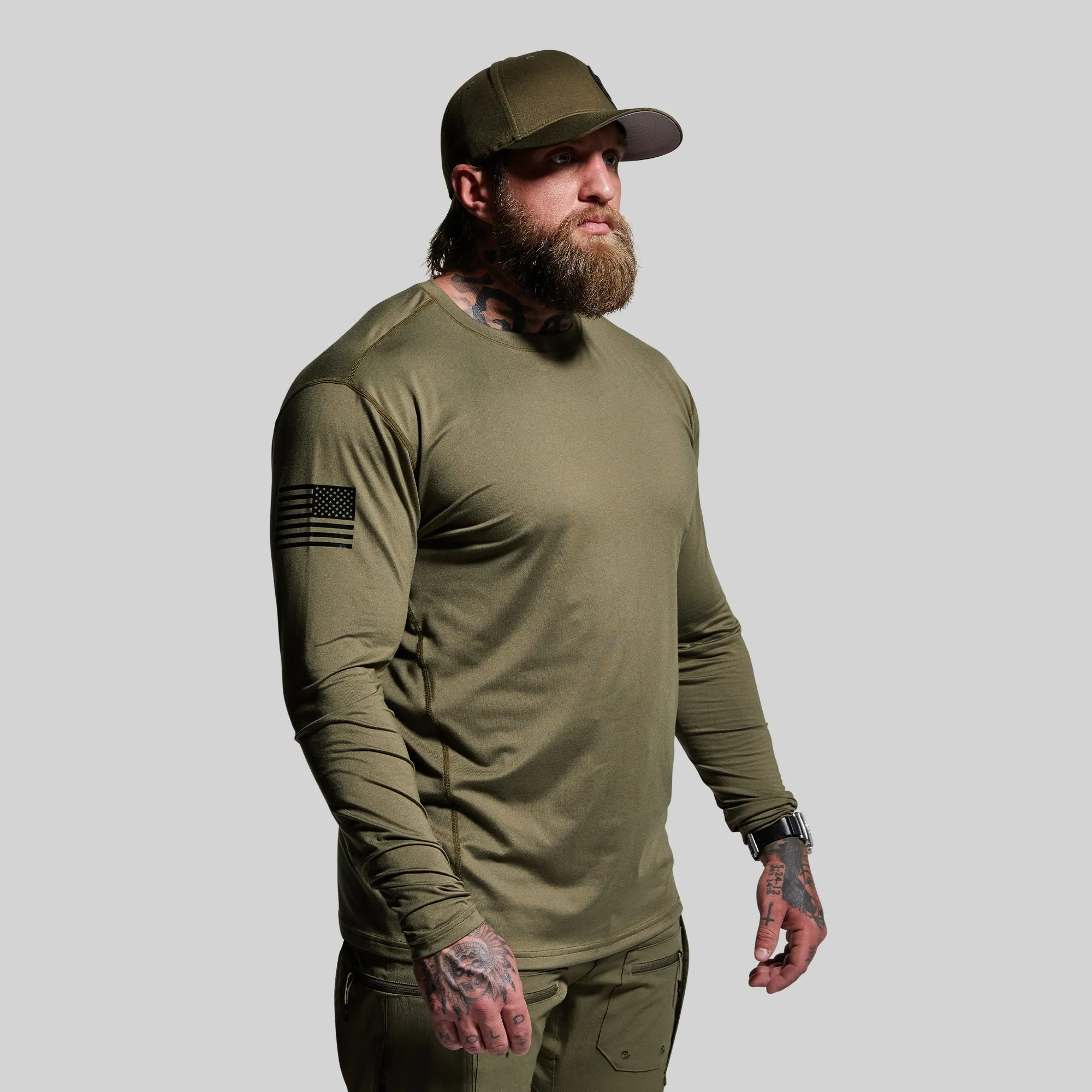 Long Sleeve Range Shirt Flag (OD Green) sold by Born Primitive