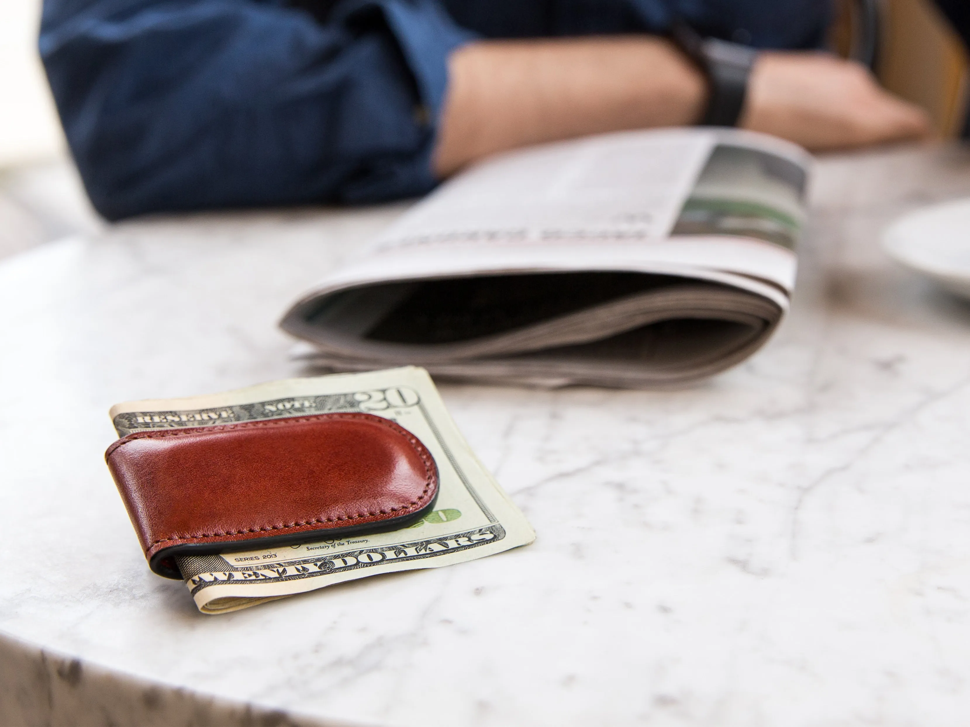 Old Leather Magnetic Money Clip sold by Bosca product image thumbnail 2