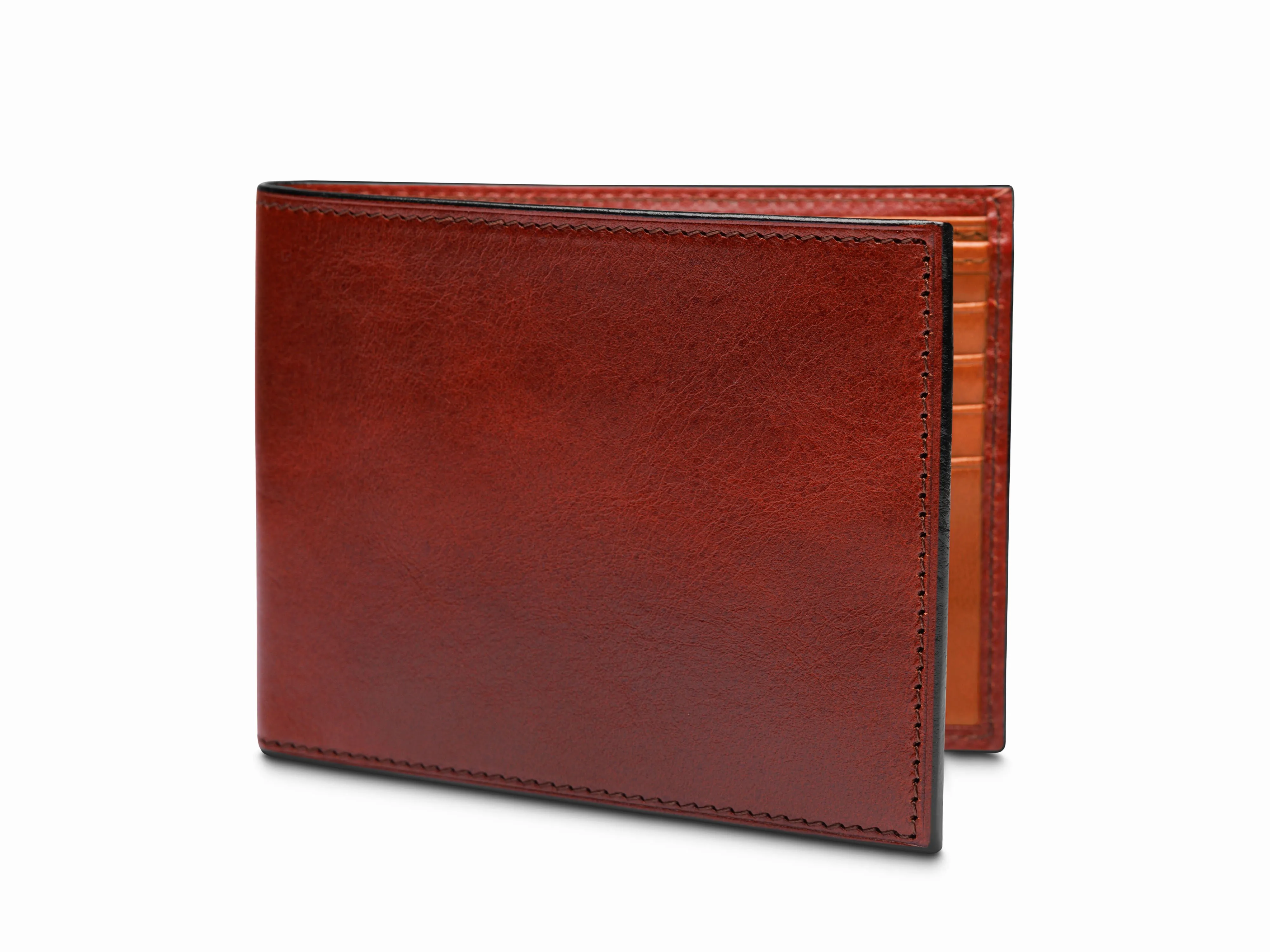 Contrast Old Leather Bifold w/ ID Flap sold by Bosca