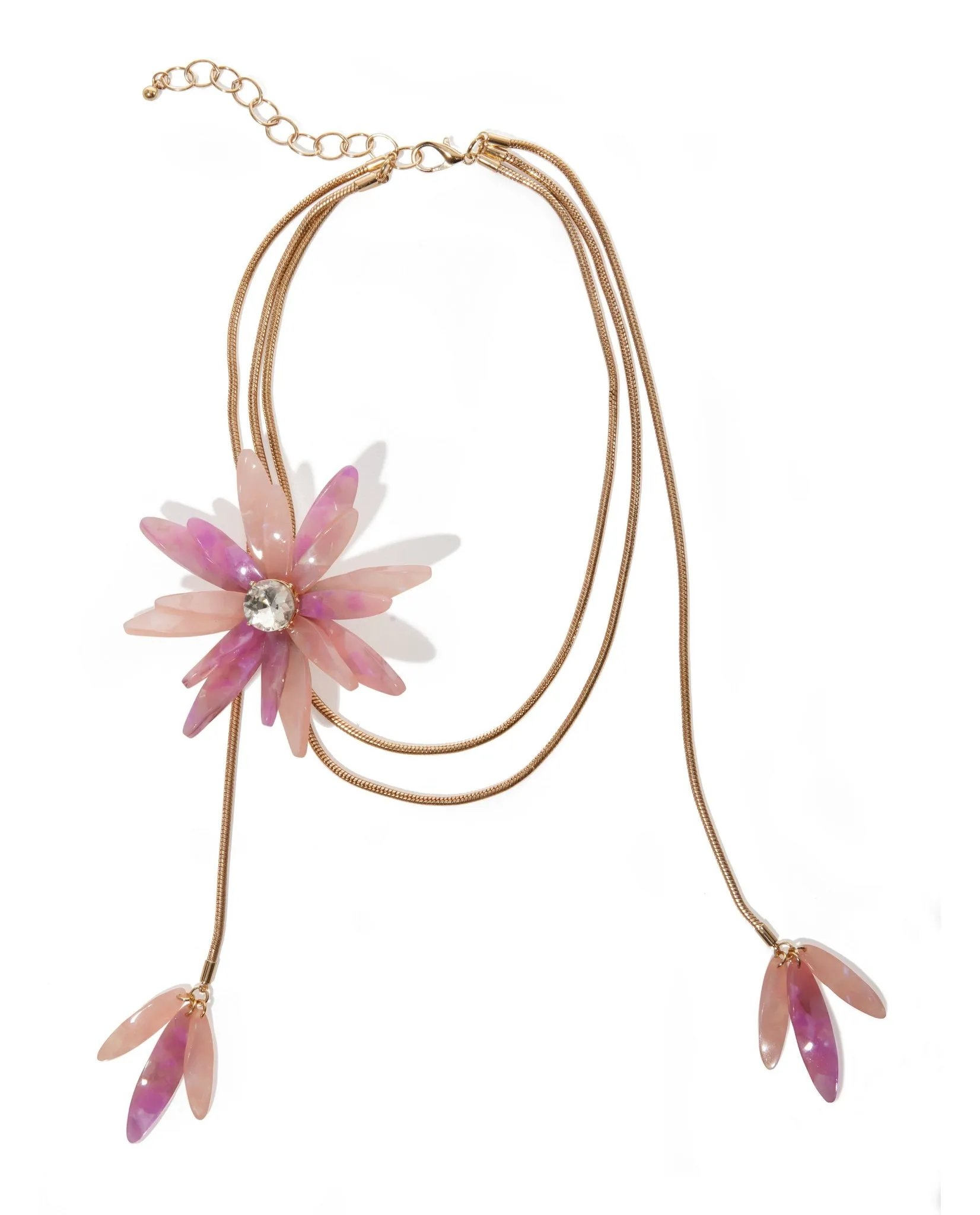 Layered Flower Necklace Gold/Pink sold by Boston Proper