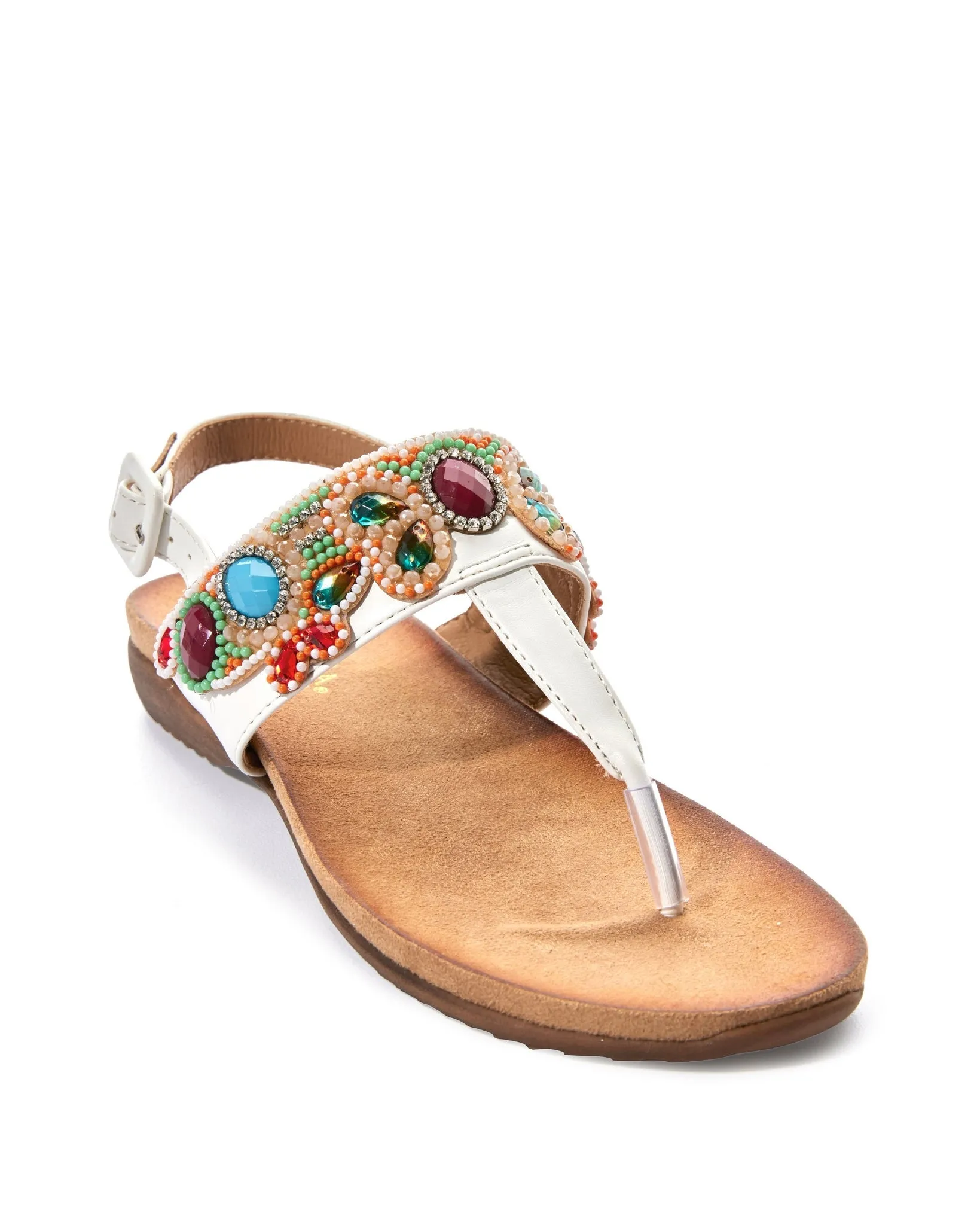 Gem Embellished Sandal White sold by Boston Proper