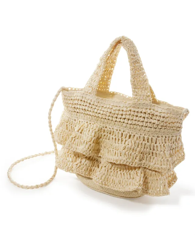 Ruffle Top Handle Bag Natural sold by Boston Proper
