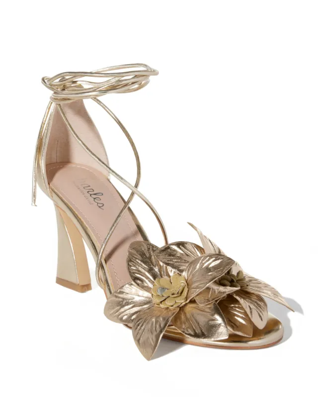 Floral Lace Up Heel Gold sold by Boston Proper