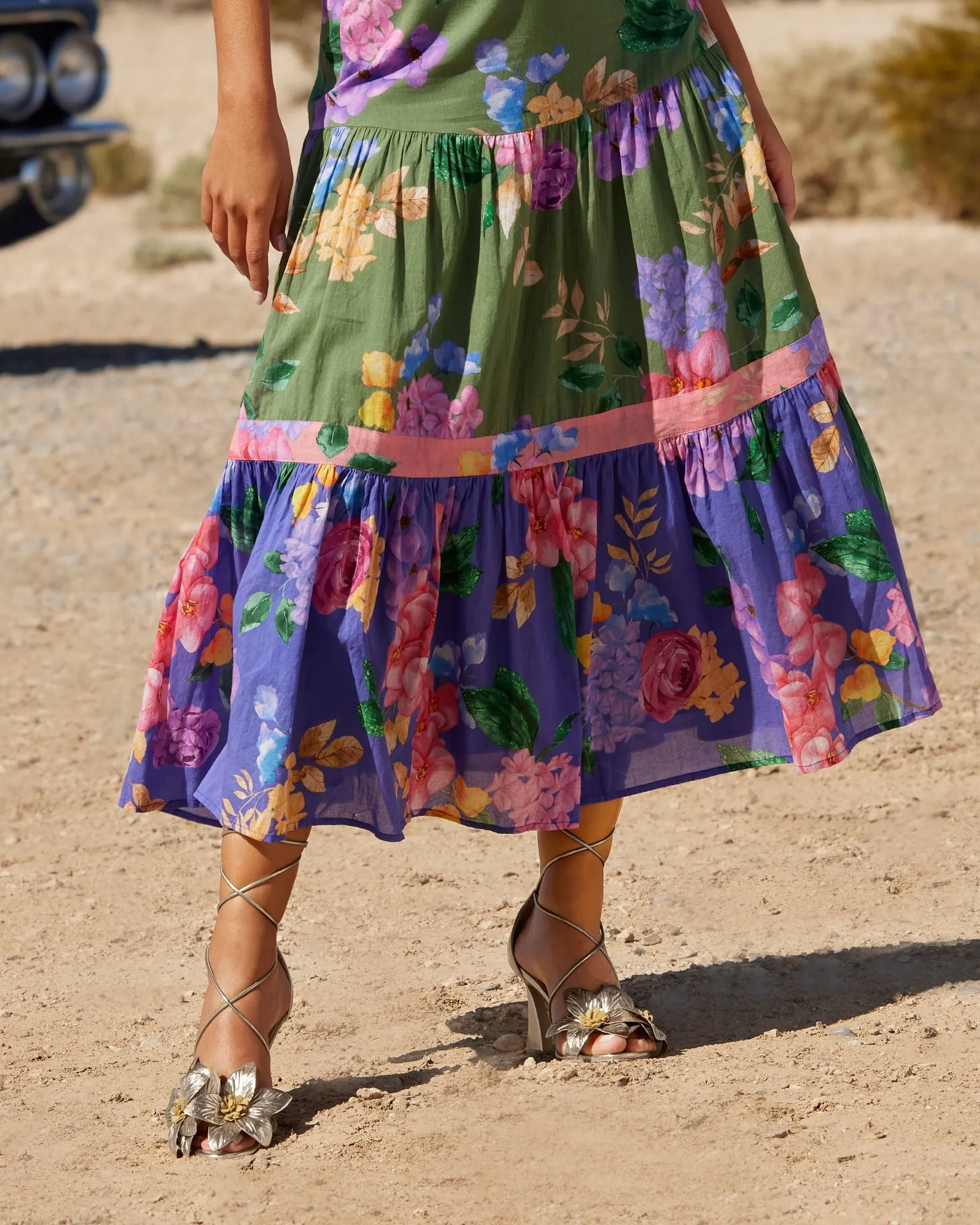 Floral Lace Up Heel Gold sold by Boston Proper product image thumbnail 2