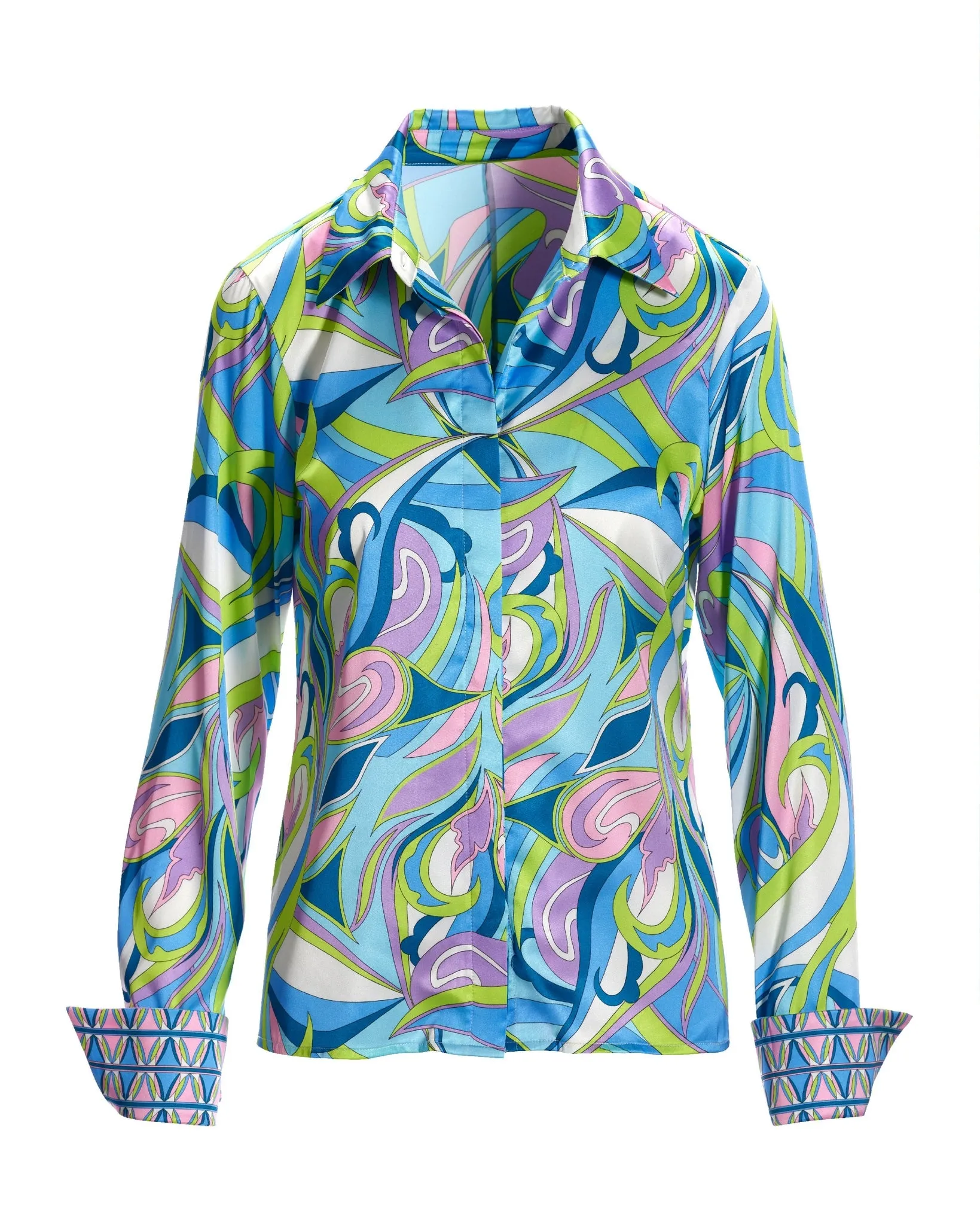 Abigail Abstract Print Sophia Button Up Charmeuse Blouse Multi sold by Boston Proper product image thumbnail 2