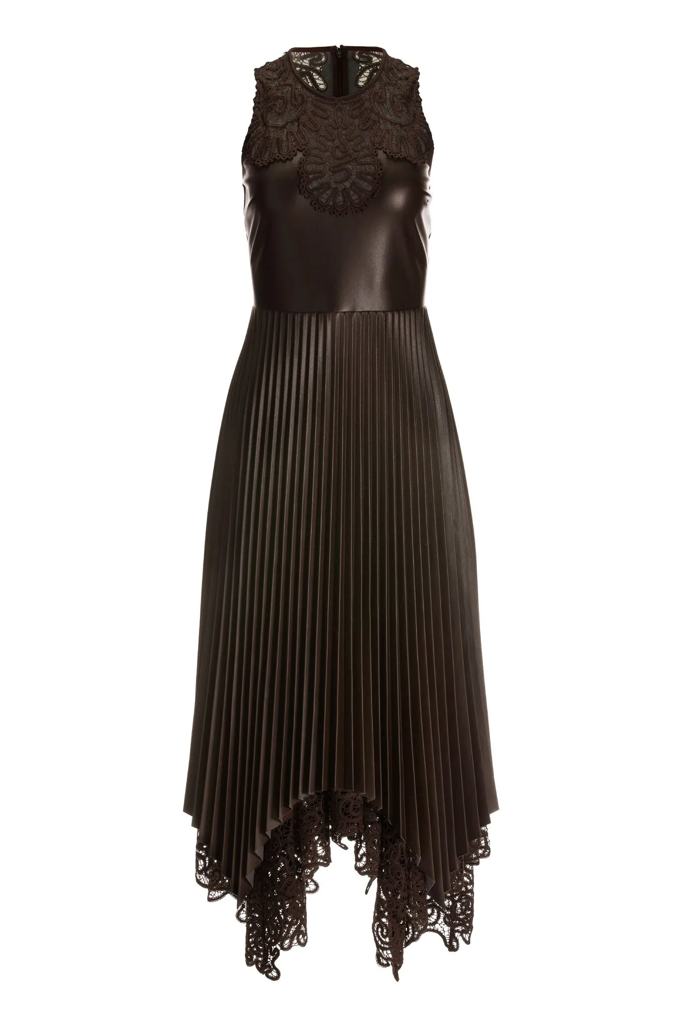 Sleeveless Faux Leather Midi Dress Brown sold by Boston Proper product image thumbnail 2