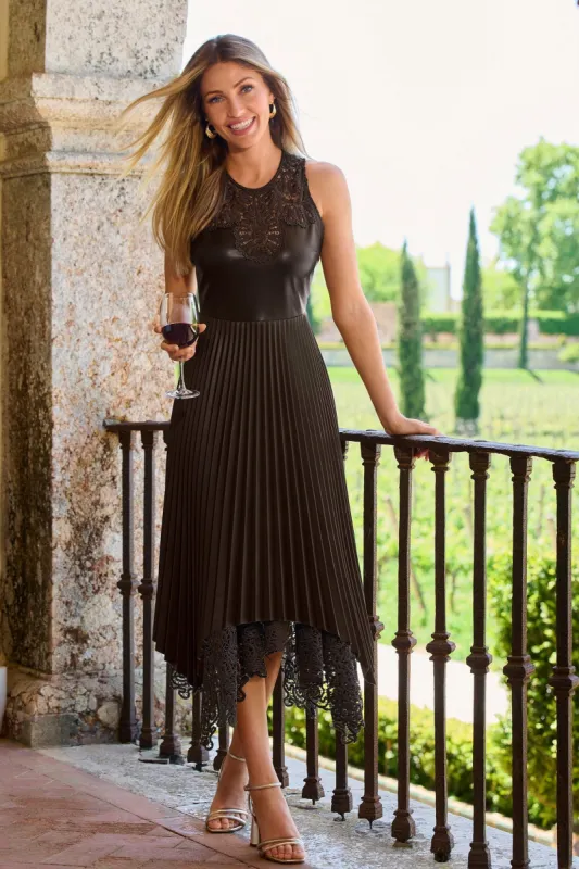 Sleeveless Faux Leather Midi Dress Brown sold by Boston Proper