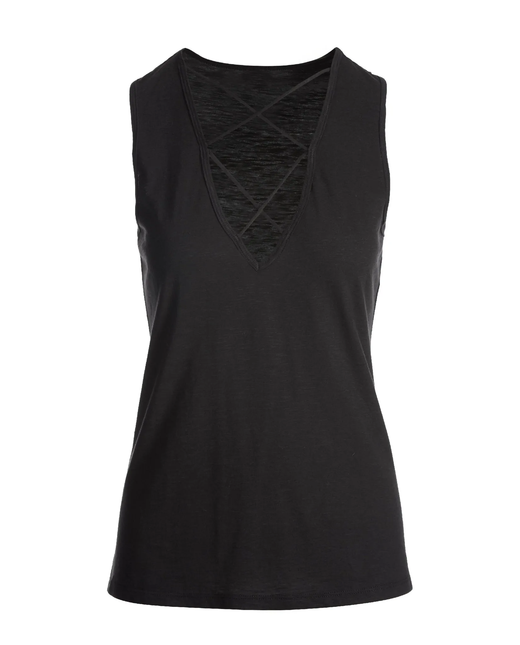 Plunging X Neck Slub Tank Top Black sold by Boston Proper product image thumbnail 2