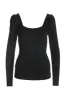 Ruched Square Neck Puff Sleeve Top Black sold by Boston Proper
