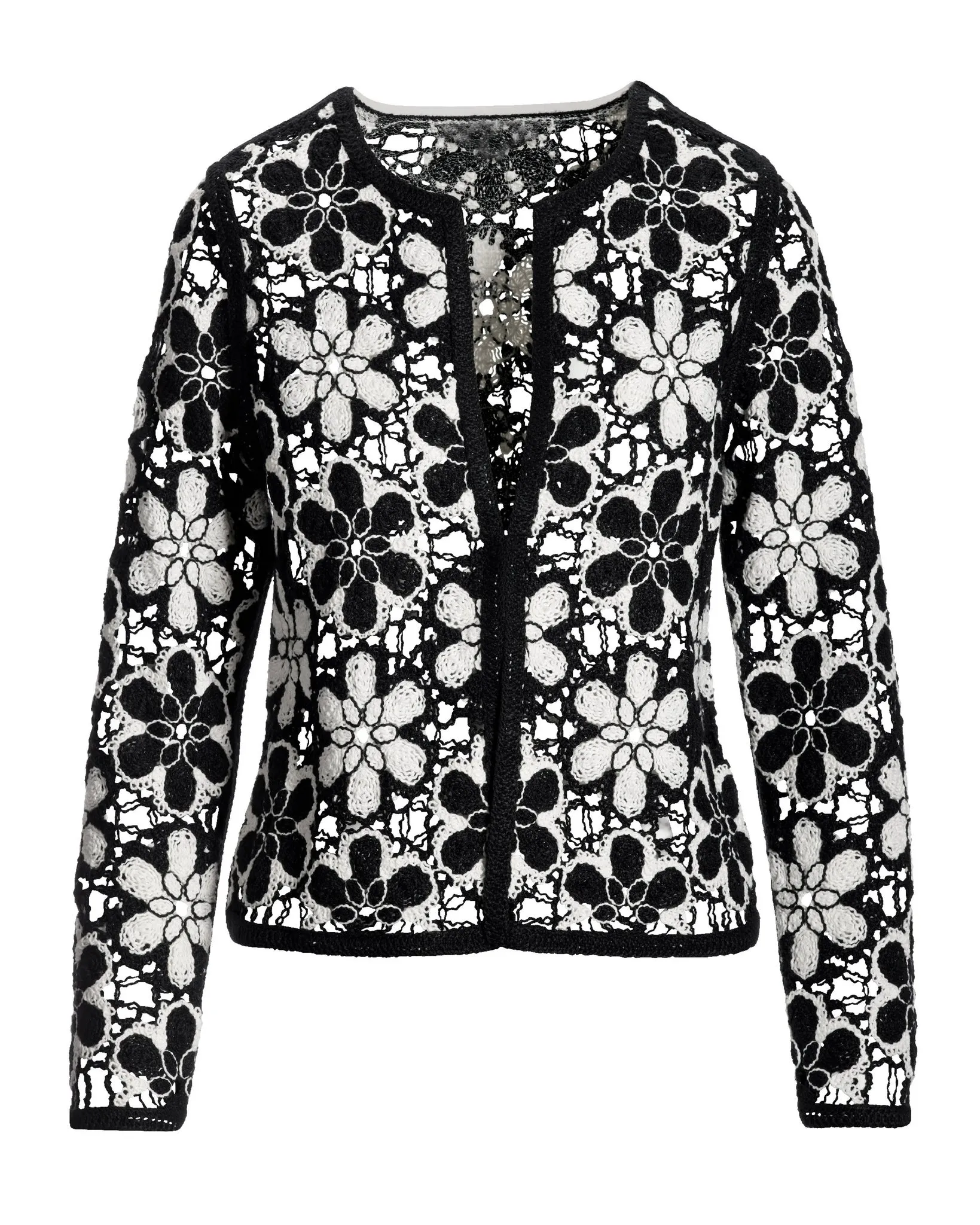 Crochet Cardigan Black/White sold by Boston Proper product image thumbnail 2