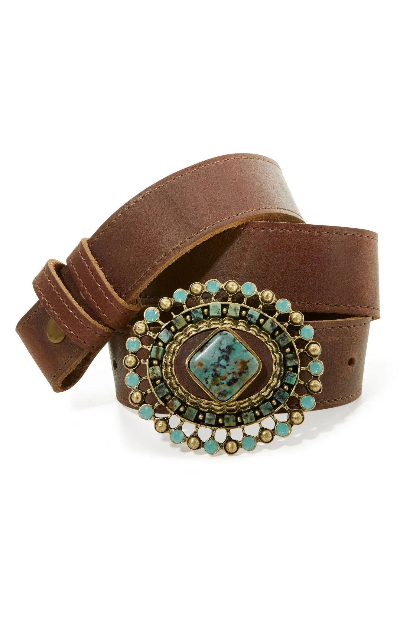 Turquoise Multi Stone Buckle Belt Turquoise Multi sold by Boston Proper