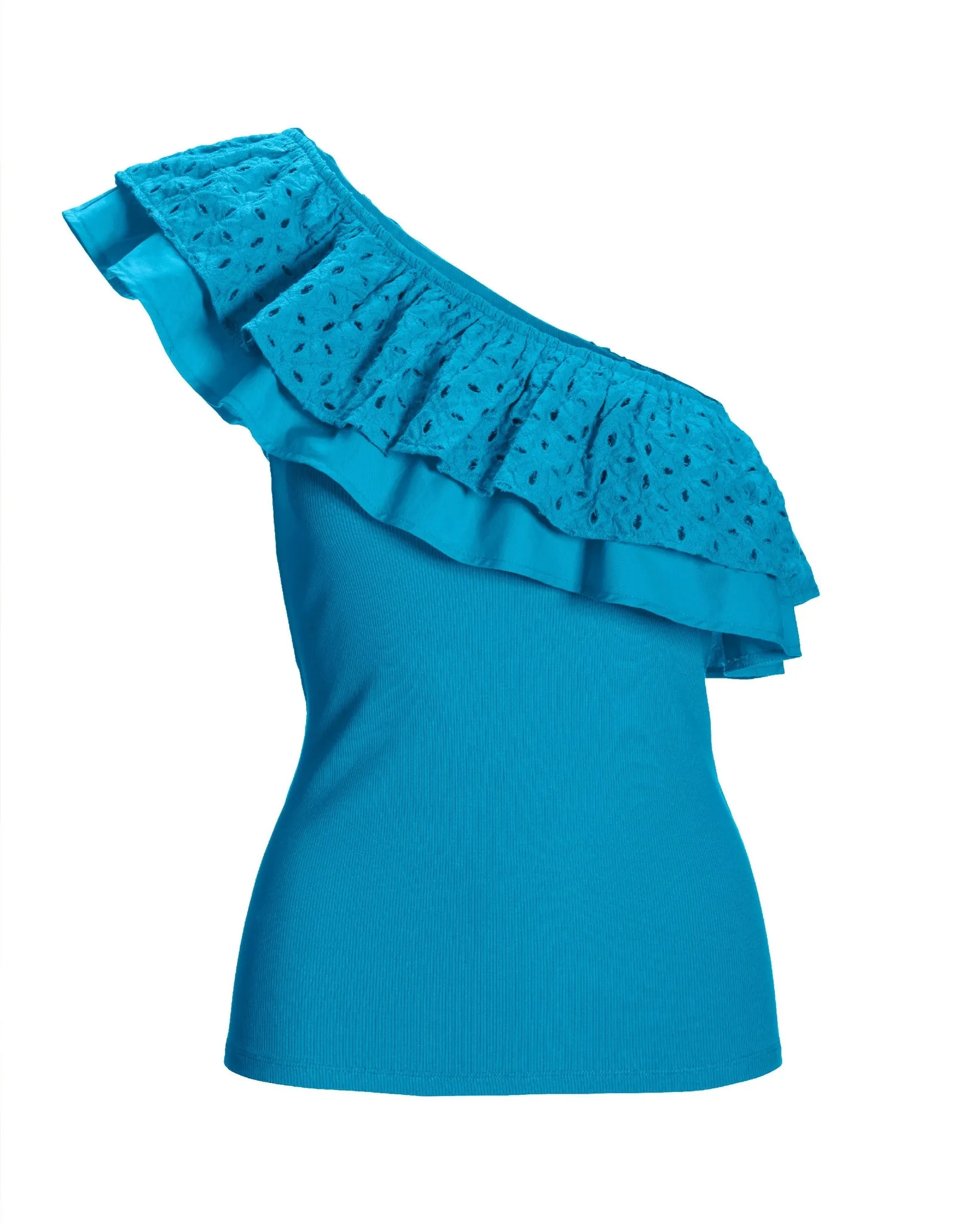 So Essential One Shoulder Eyelet Knit Top Blue sold by Boston Proper product image thumbnail 2