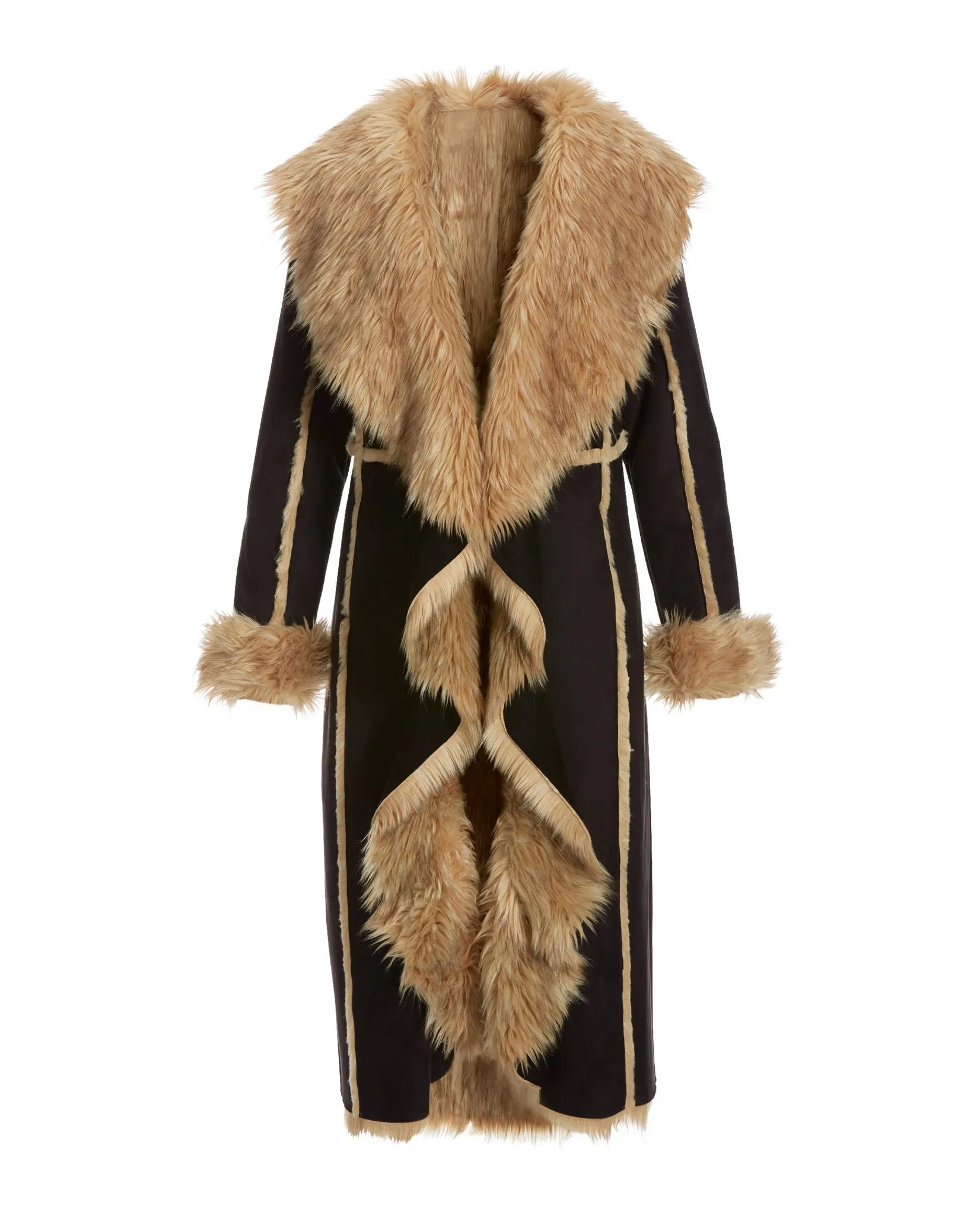 Faux-Fur Cascading Coat Black/Brown sold by Boston Proper product image thumbnail 2
