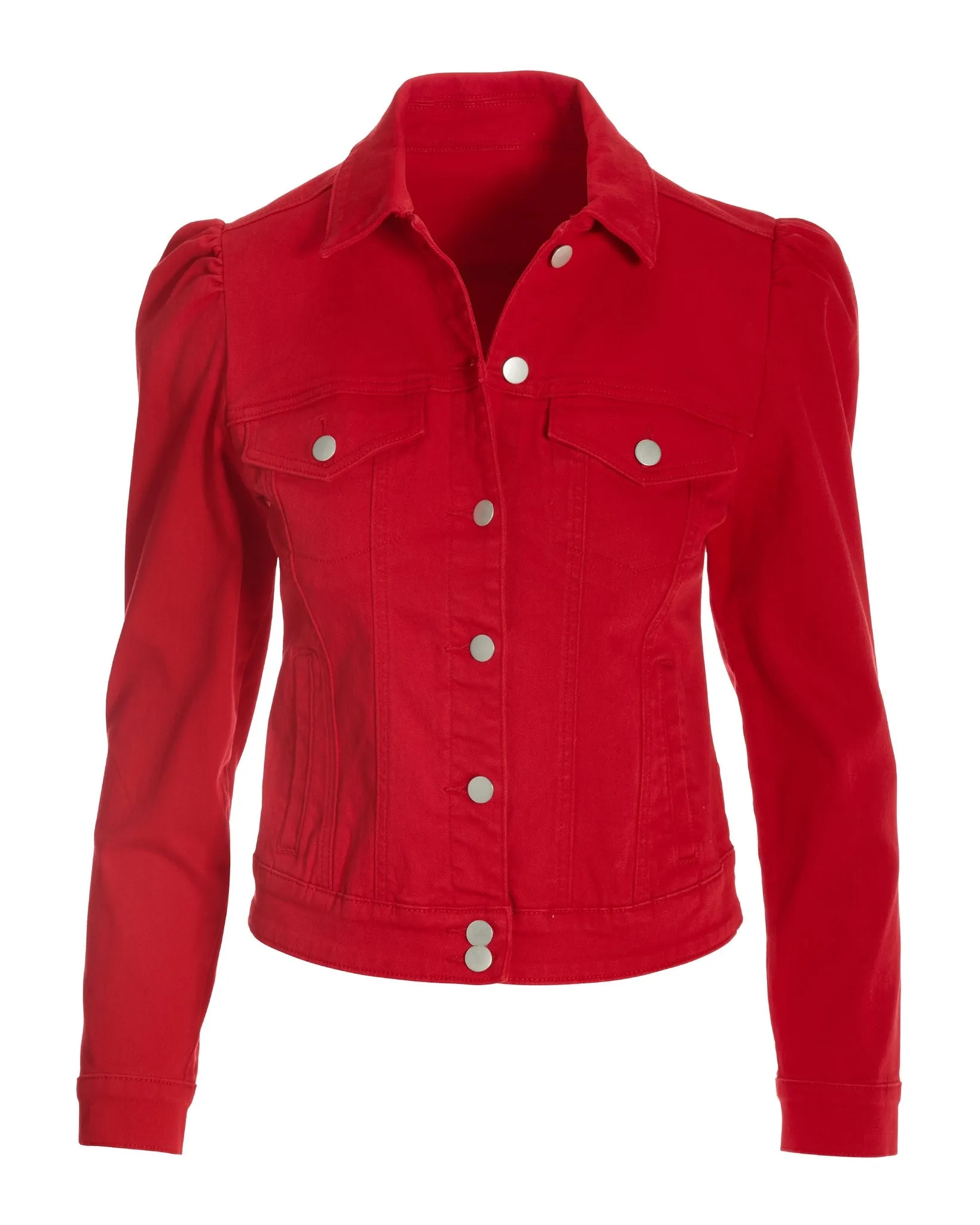 Denim Puff-Sleeve Jacket Red sold by Boston Proper product image thumbnail 2