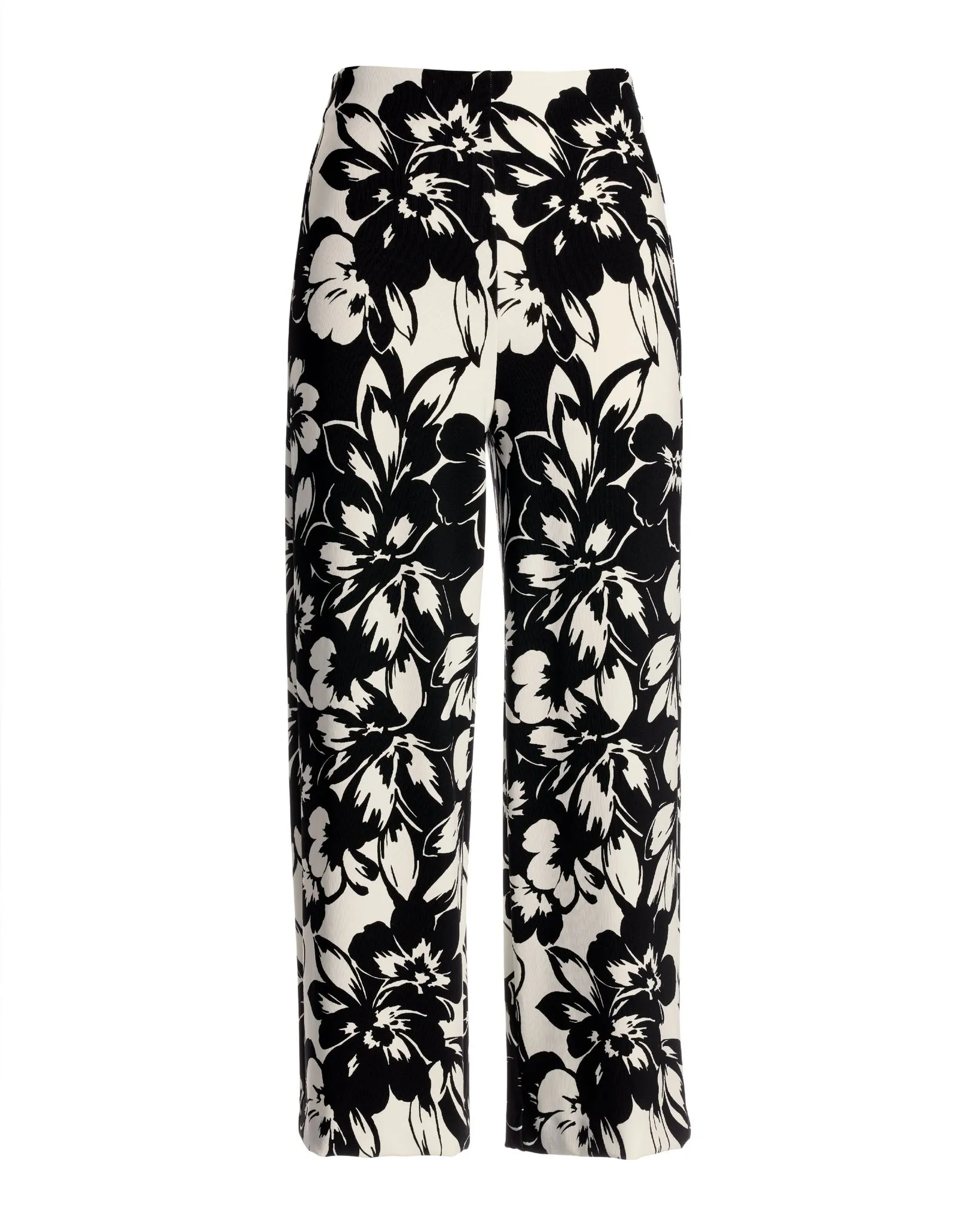 Beyond Travel Contrast Fleurs Print Wide Leg Crop Pant Ivory Coast/Jet Black sold by Boston Proper product image thumbnail 2