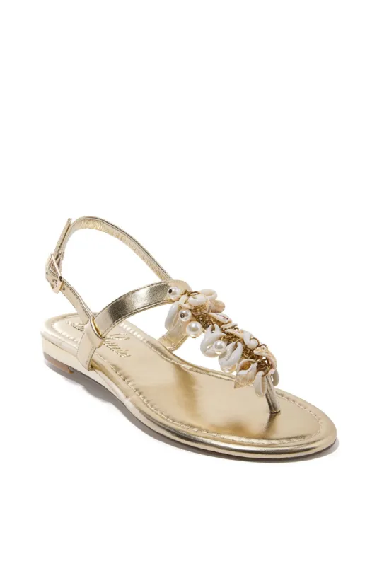 Shell Embellished Backstrap Sandal Gold sold by Boston Proper