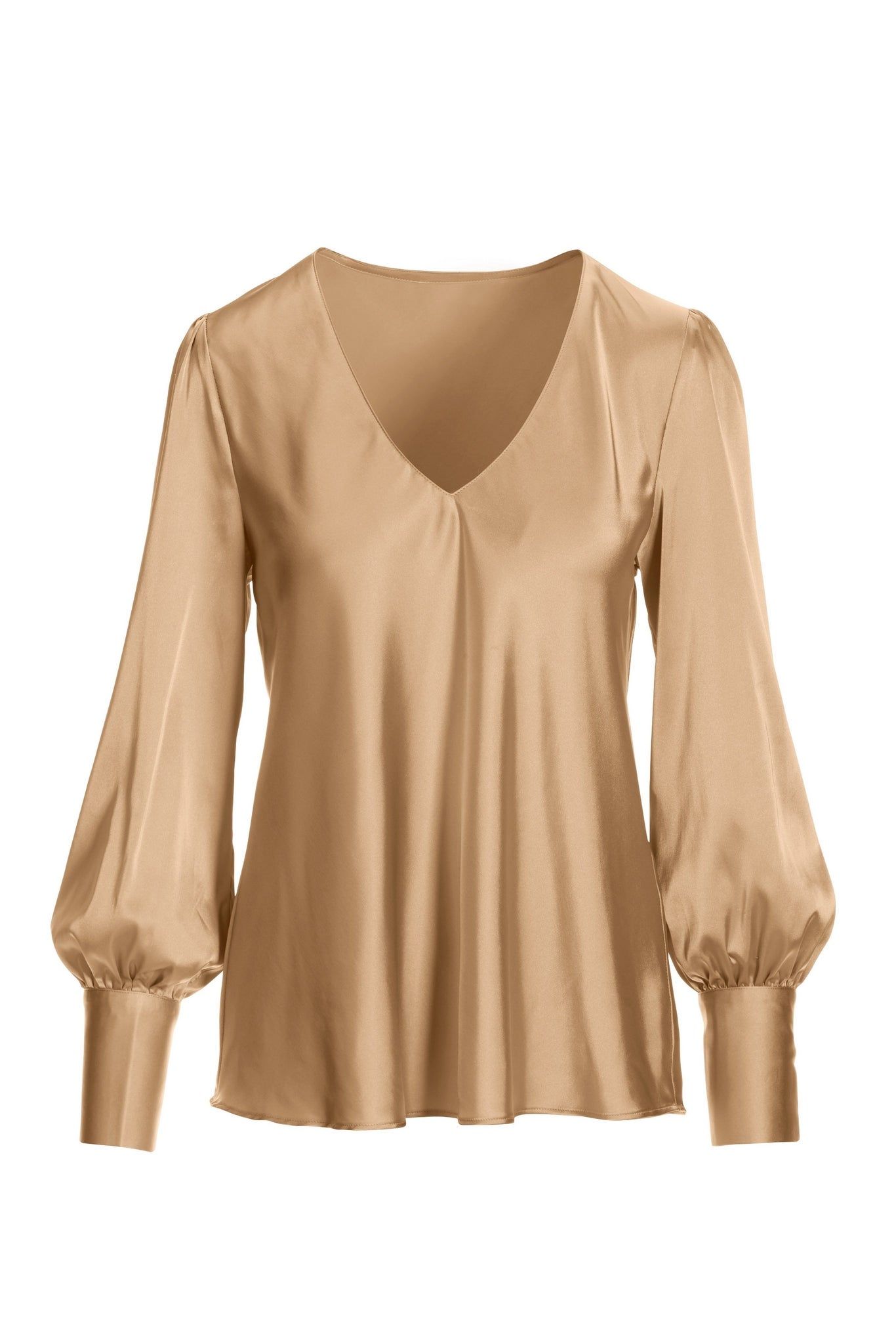 Audrey V Neck Long Sleeve Charmeuse Blouse Champagne sold by Boston Proper product image thumbnail 2