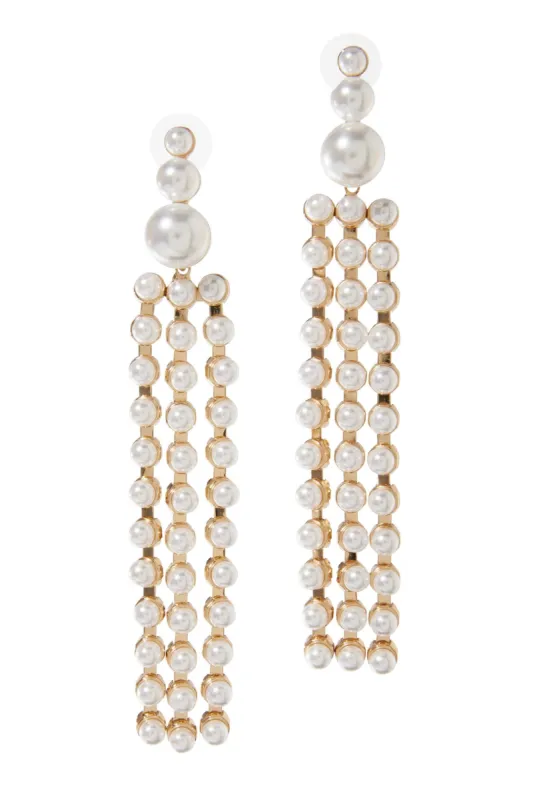 Fringe Pearl Statement Earring Gold sold by Boston Proper