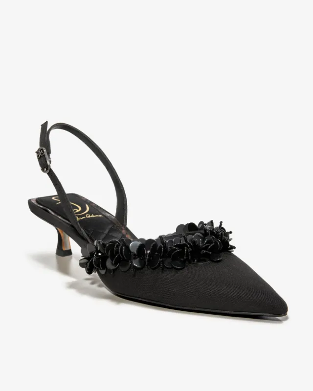 Embellished Slingback Kitten Heel Black sold by Boston Proper