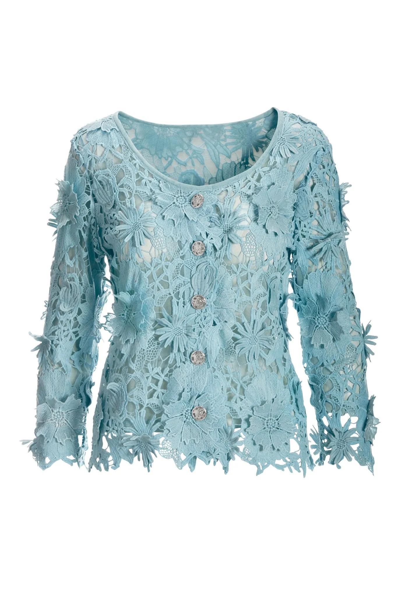3D Floral Lace Jacket Airy Blue sold by Boston Proper product image thumbnail 2