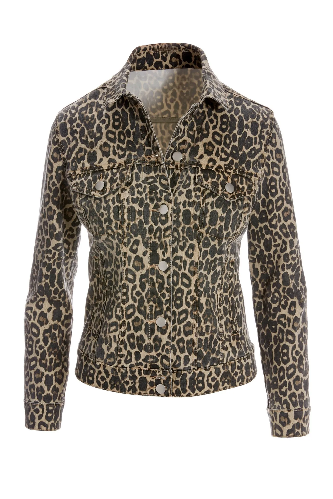 Neutral Leopard Print Denim Jacket Brown Multi sold by Boston Proper product image thumbnail 2