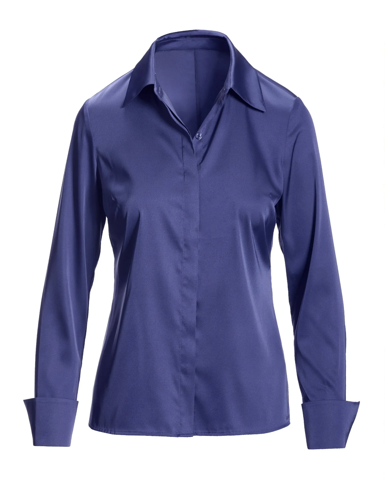 Sophia Button-Up Charmeuse Blouse Purple Opulence sold by Boston Proper product image thumbnail 2