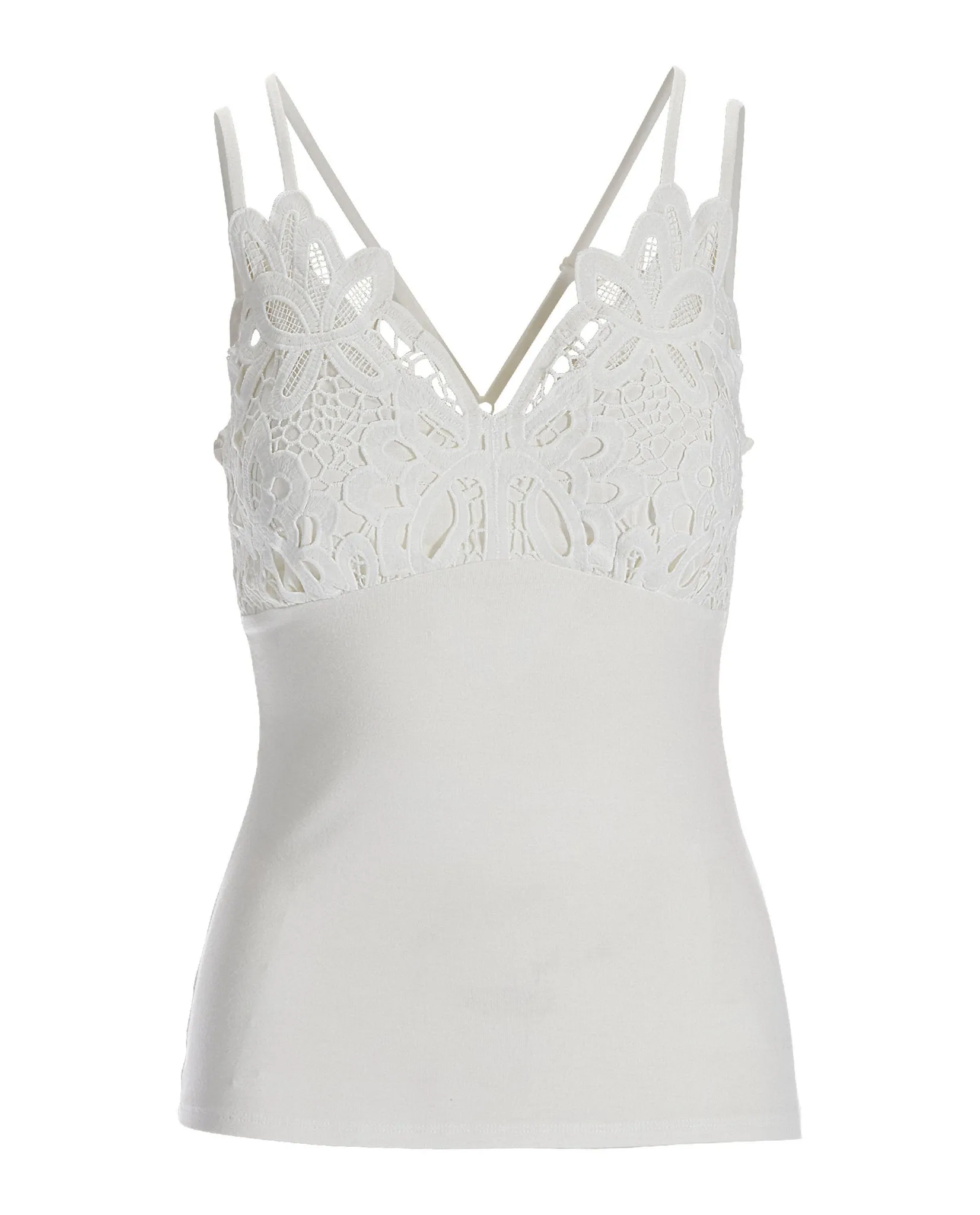 Lace Strappy Tank Top White sold by Boston Proper product image thumbnail 2