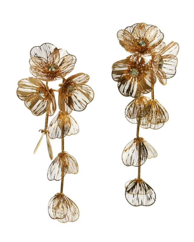 3D Flower Rhinestone Drop Earring Gold sold by Boston Proper