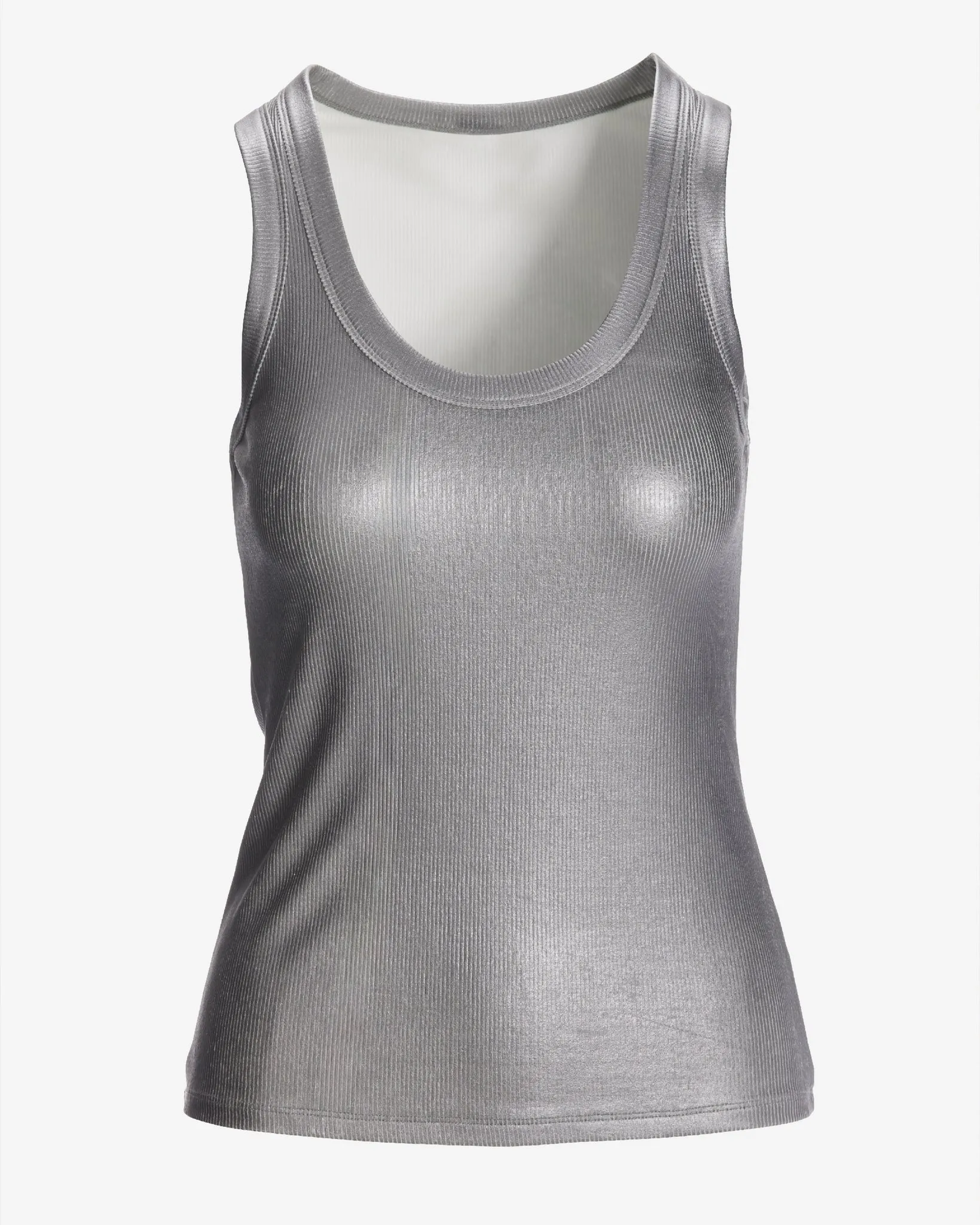 So Essential Foil Ribbed Scoop Neck Tank Top Silver sold by Boston Proper product image thumbnail 2