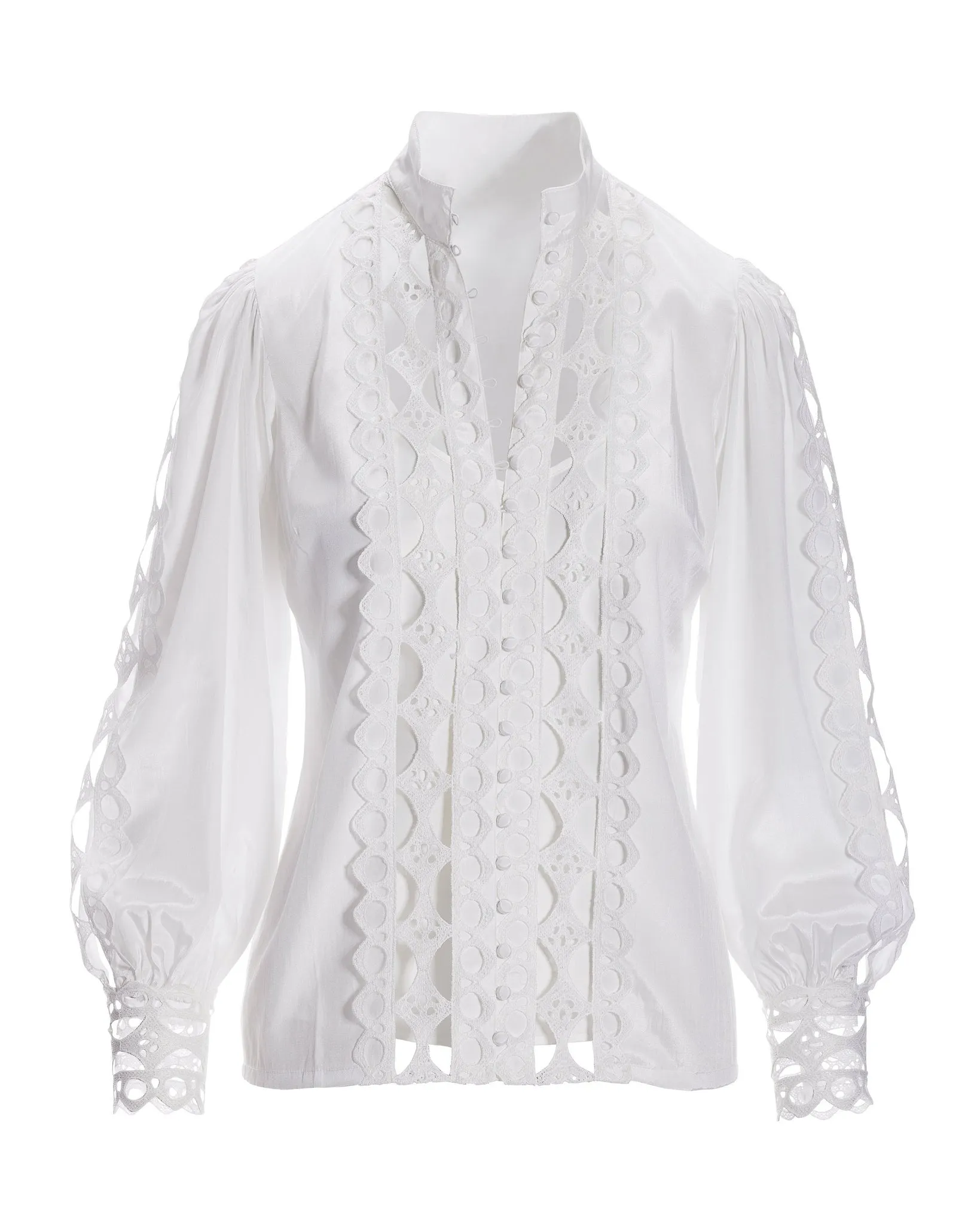 Cutout Lace Button Up Shirt White sold by Boston Proper product image thumbnail 2