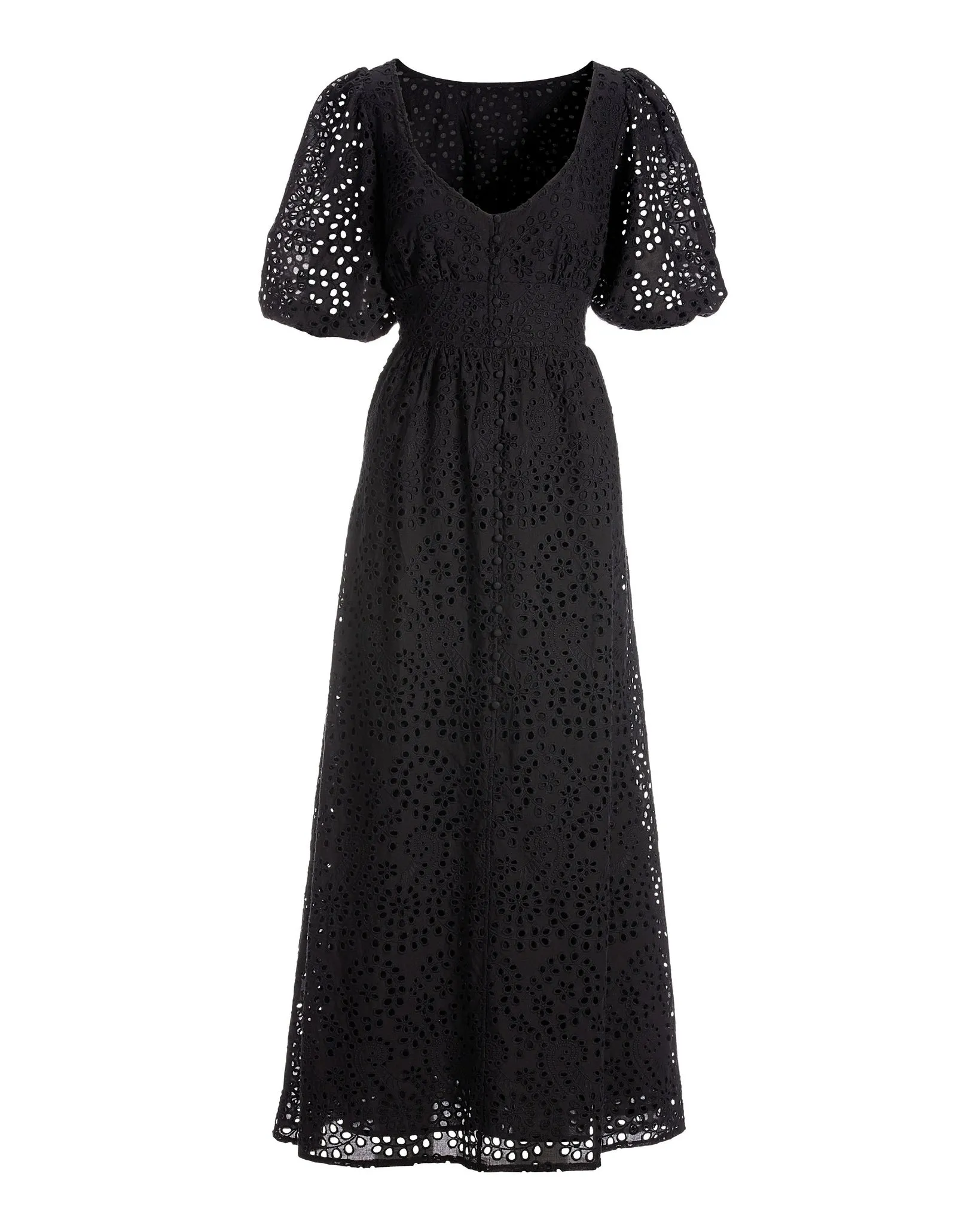 Eyelet Covered-Button Maxi Dress Black sold by Boston Proper product image thumbnail 2