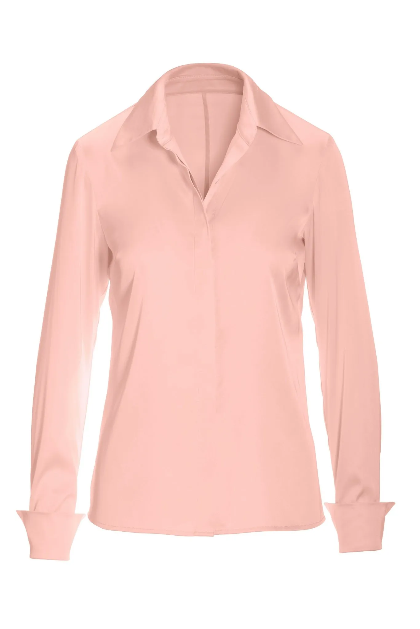 Sophia Button-Up Charmeuse Blouse Soft Blush sold by Boston Proper product image thumbnail 2