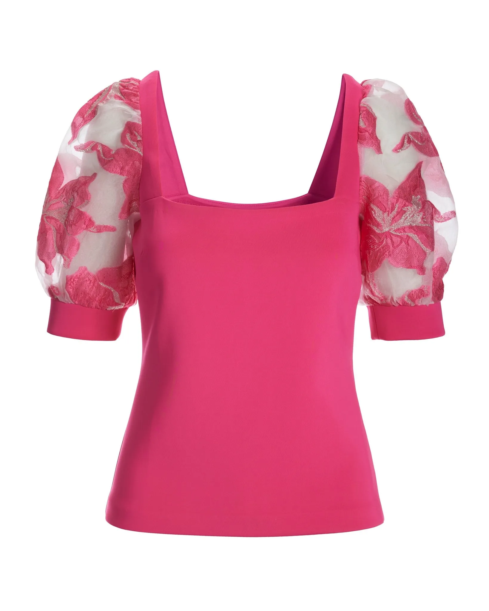 Floral Organza Sleeve Knit Top Blossom sold by Boston Proper product image thumbnail 2