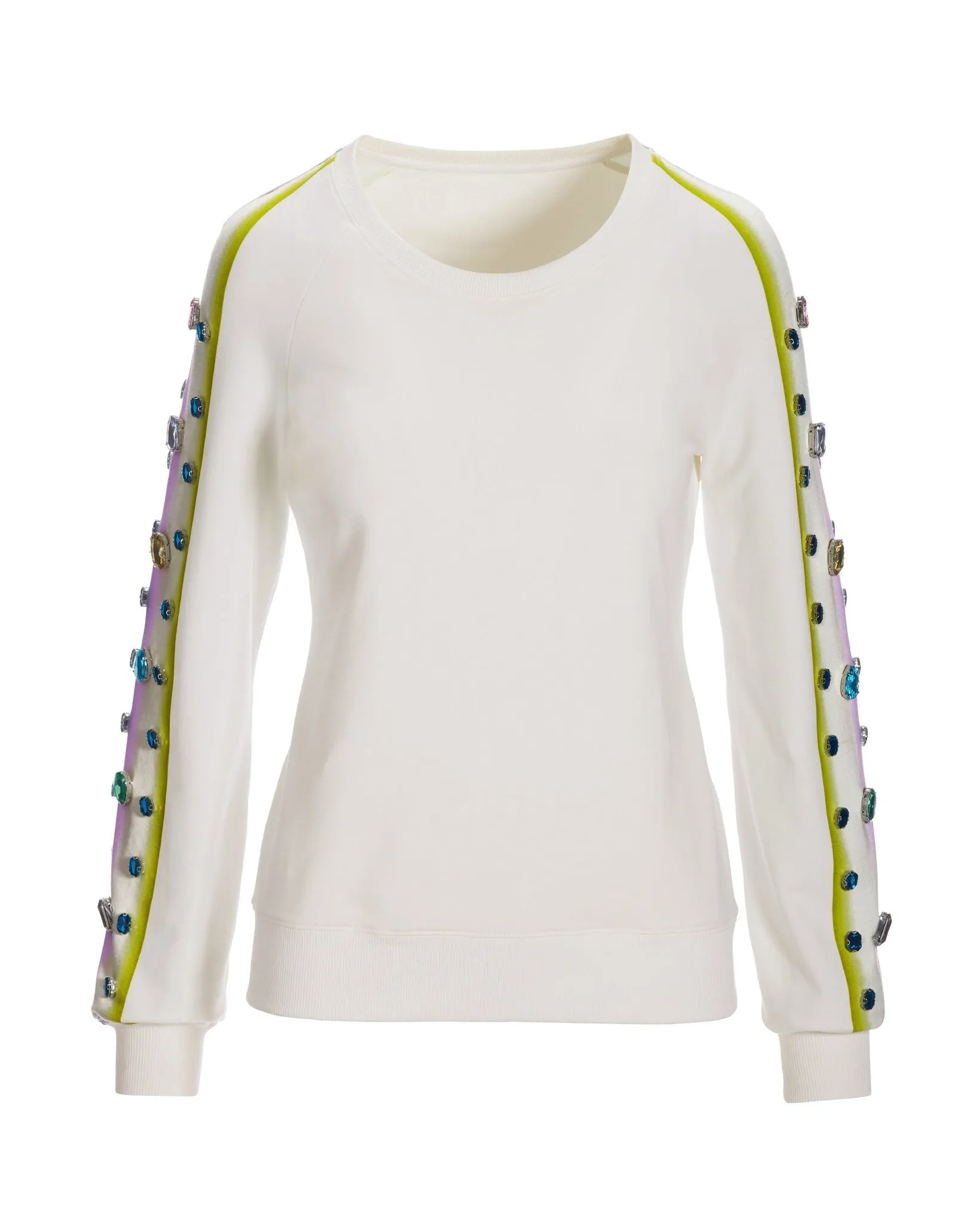 Ombre Embellished Sleeve Sweatshirt Off White Multi sold by Boston Proper product image thumbnail 2