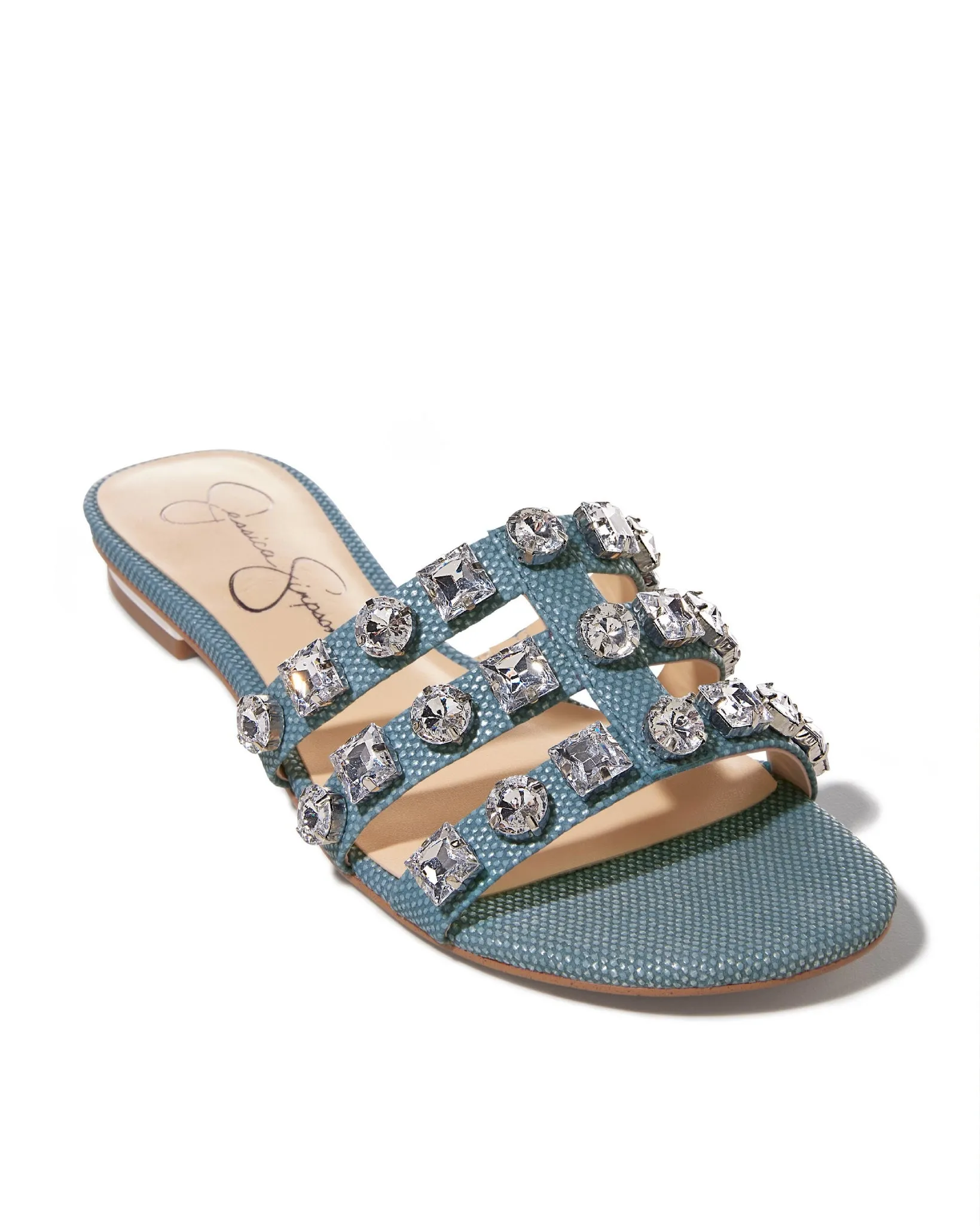 Crystal Embellished Slide Blue sold by Boston Proper