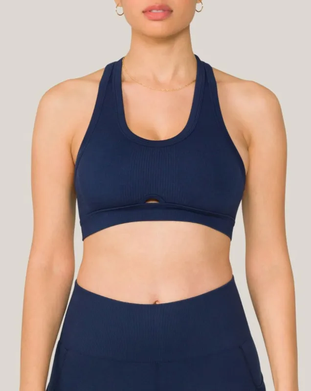 Barre Racer Bra Navy sold by Boston Proper